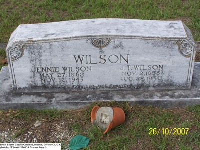 Wilson, John T & Jennie Newberry, Bethel Cem, Decatur Co, GA.jpg