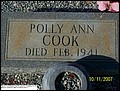 Cook, Polly Ann, Pigeon Creek Baptist Church Cemetery, Covington Co, AL.jpg