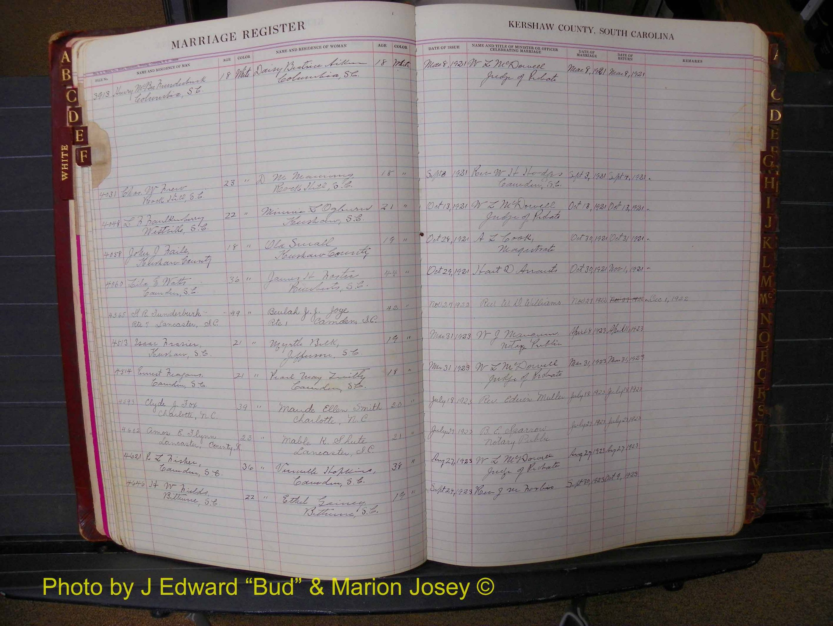 Kershaw Marriages, 1921-1924, White Index F (109).JPG