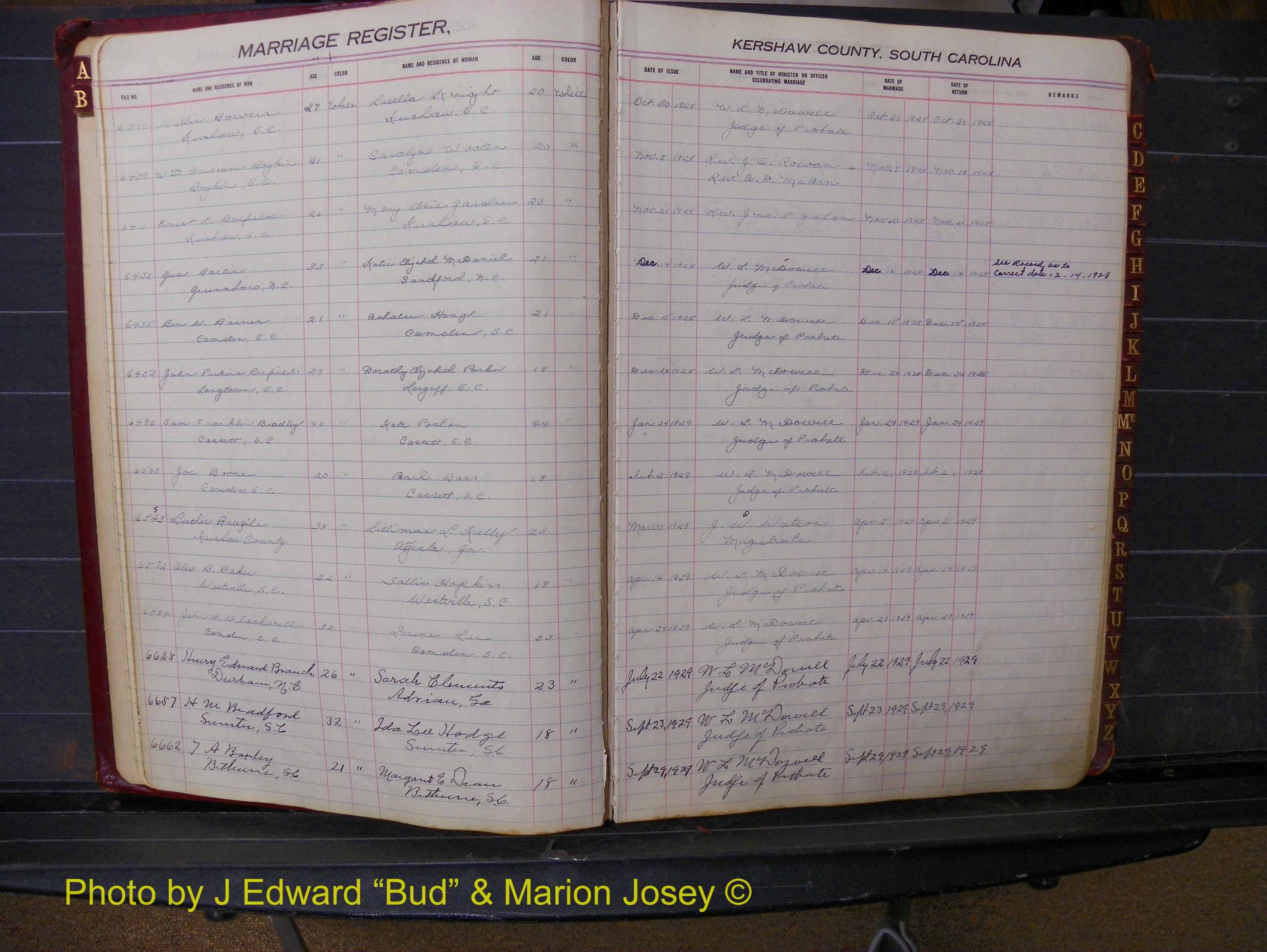 Kershaw Marriages, 1924-1937, White Index B (110).JPG