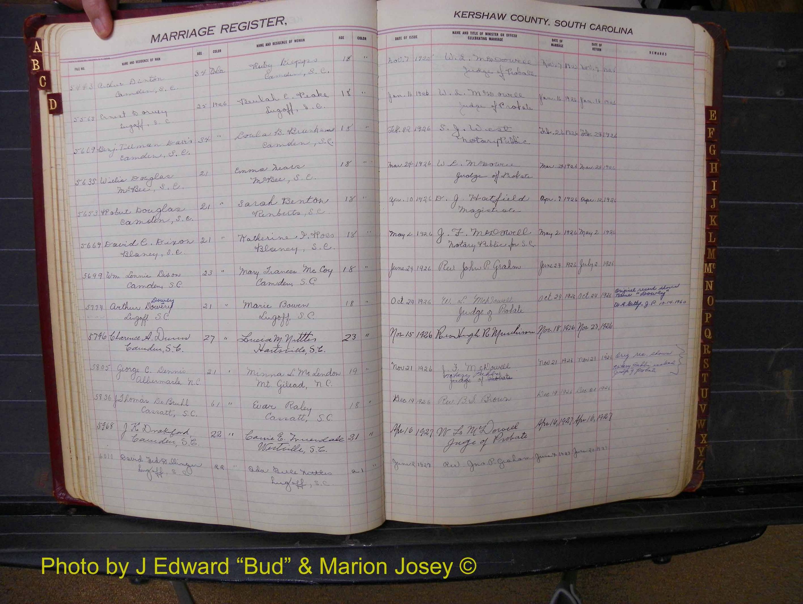 Kershaw Marriages, 1924-1937, White Index D (132).JPG