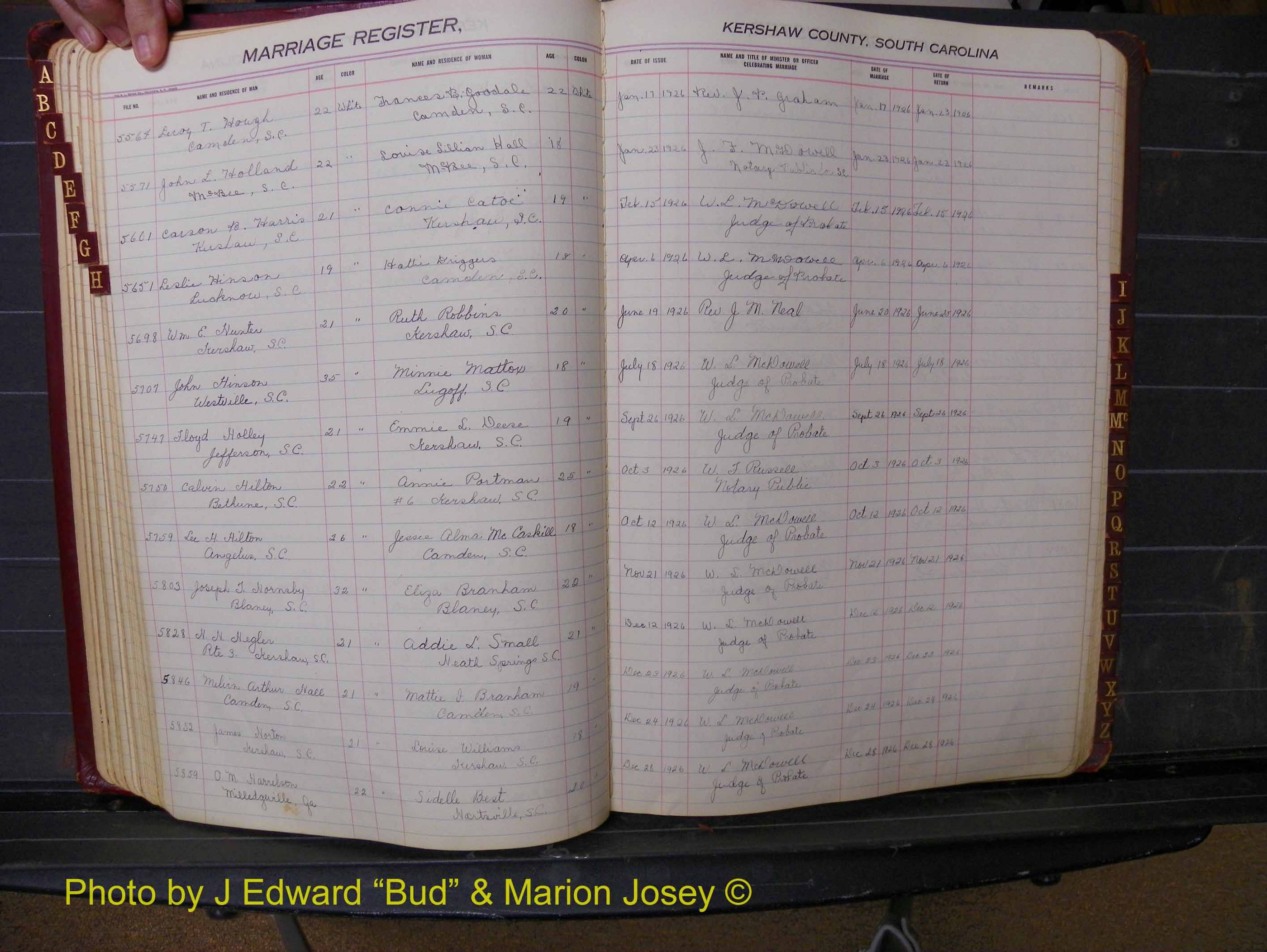 Kershaw Marriages, 1924-1937, White Index H (152).JPG