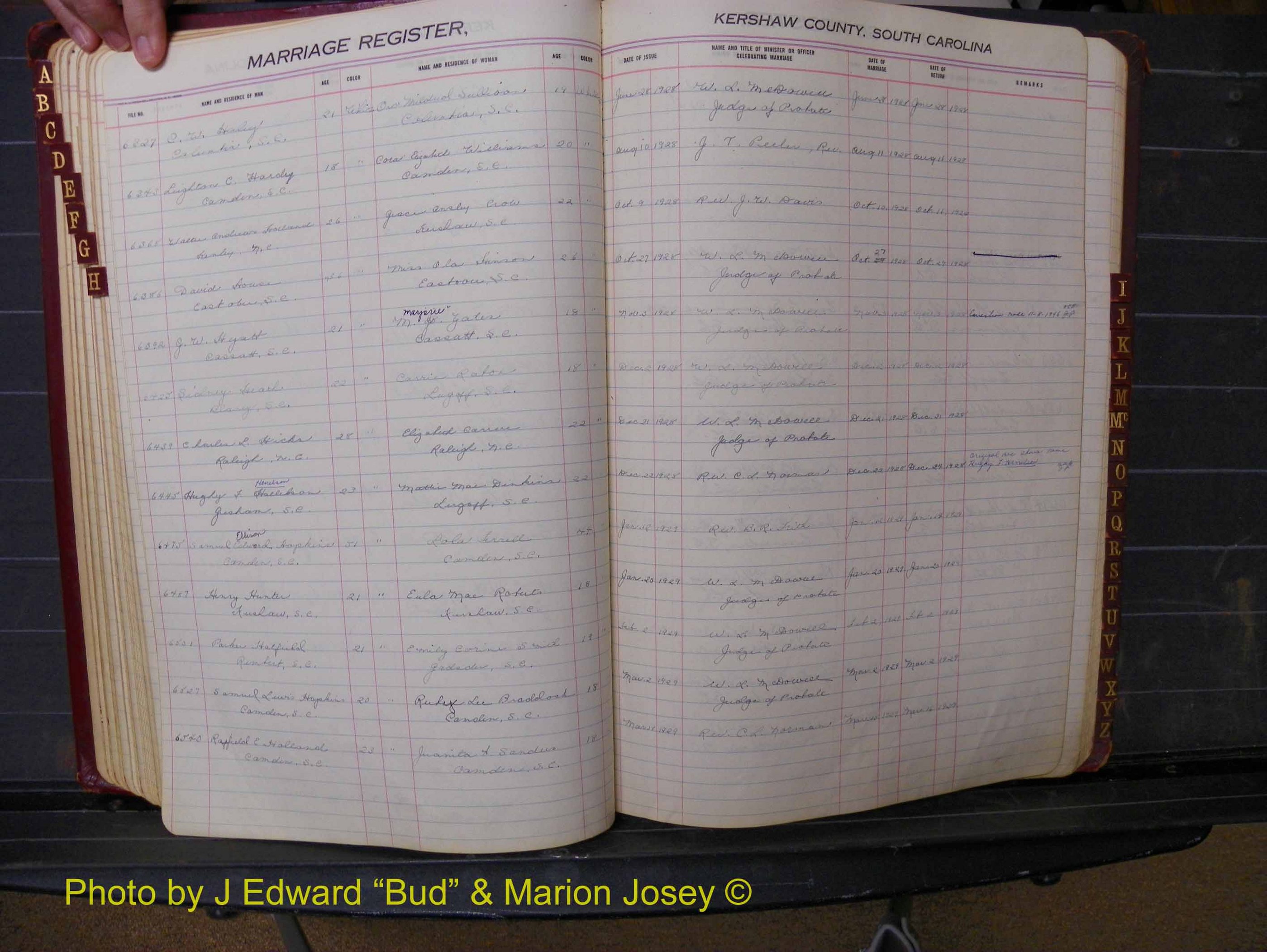Kershaw Marriages, 1924-1937, White Index H (154).JPG