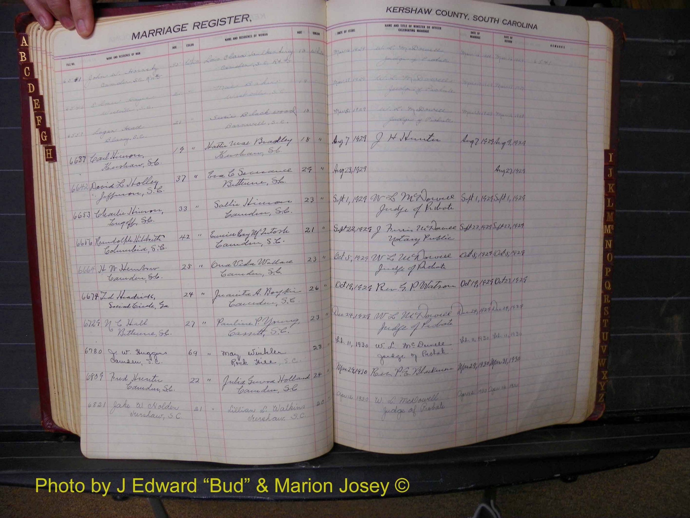 Kershaw Marriages, 1924-1937, White Index H (155).JPG