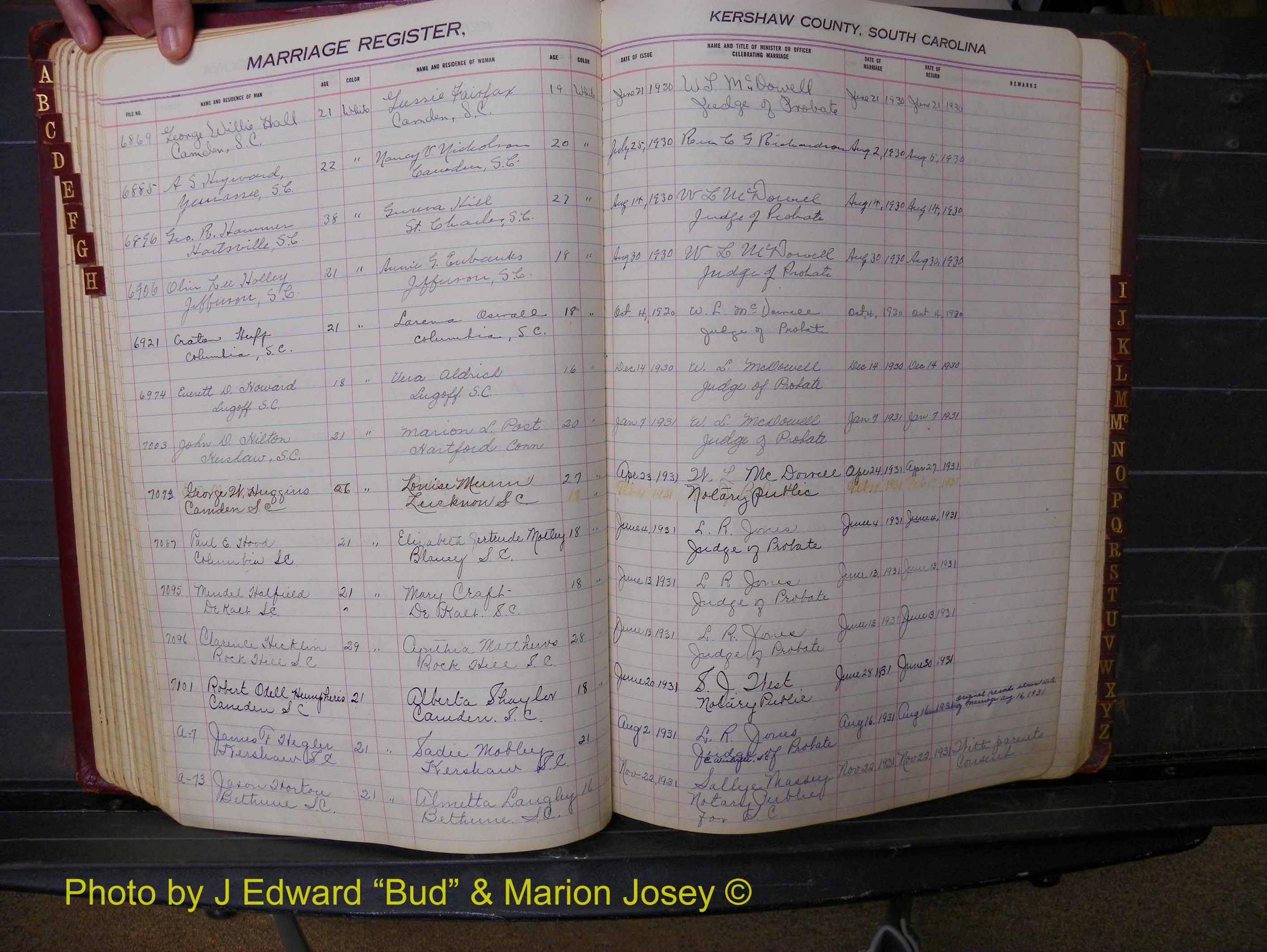 Kershaw Marriages, 1924-1937, White Index H (156).JPG