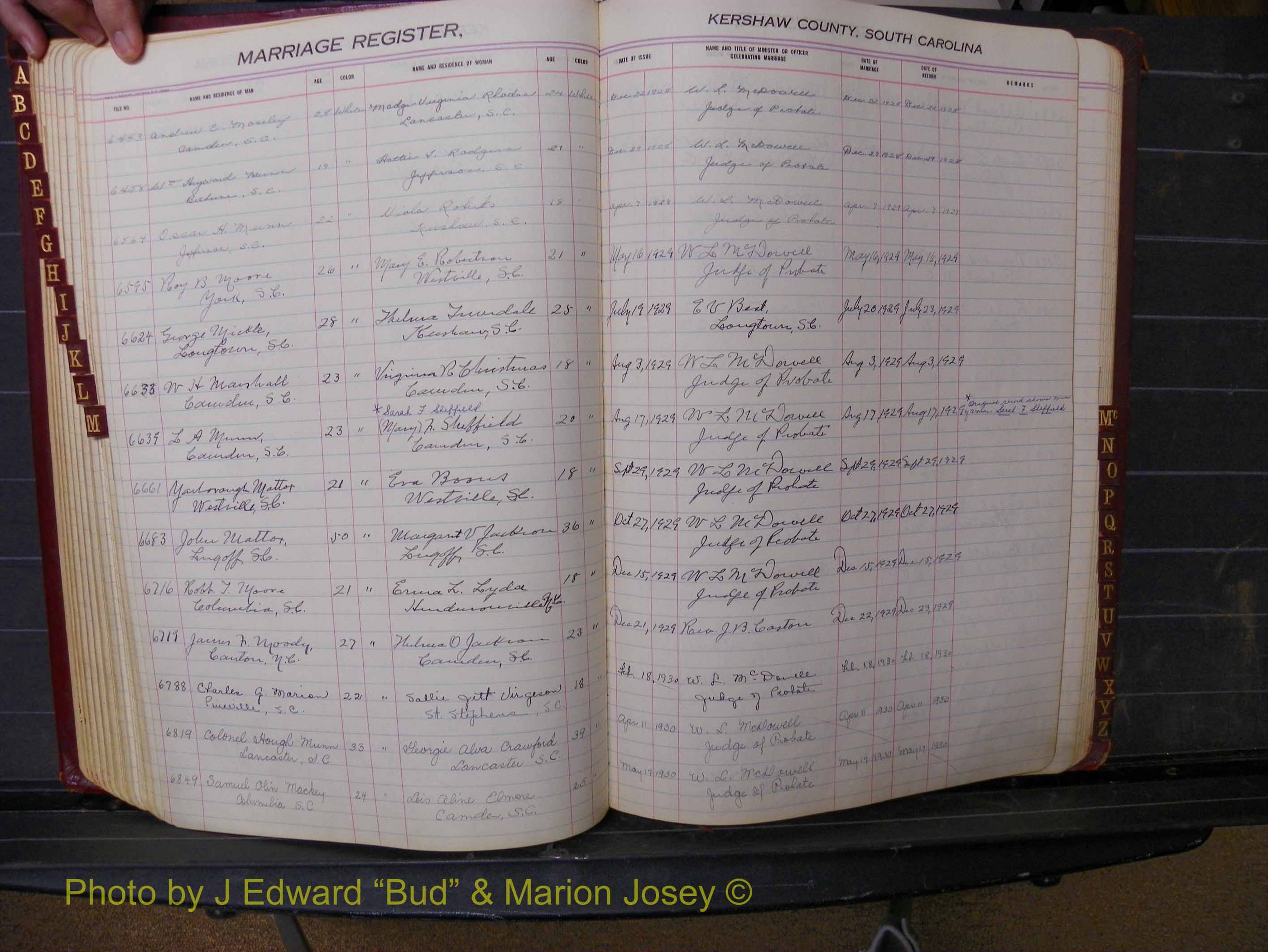 Kershaw Marriages, 1924-1937, White Index M (180).JPG