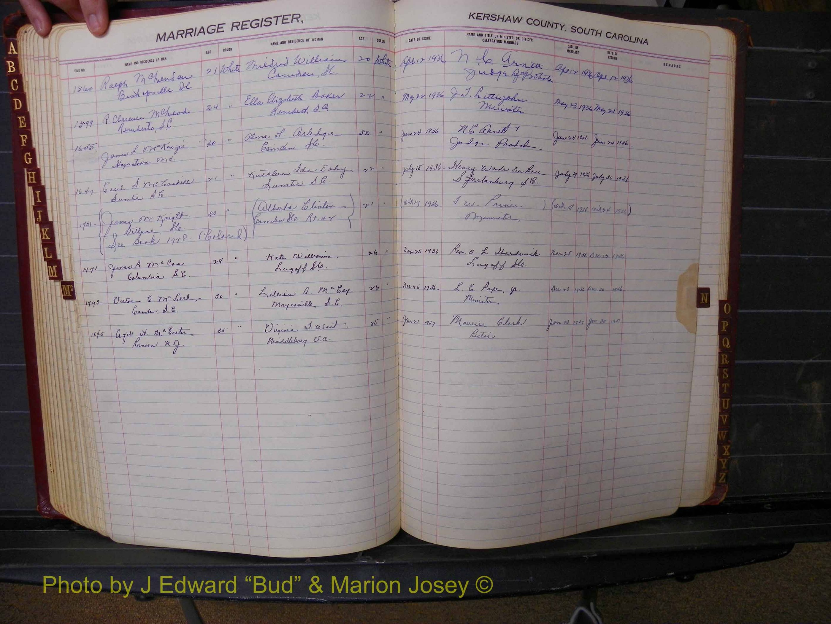 Kershaw Marriages, 1924-1937, White Index Mc (189).JPG