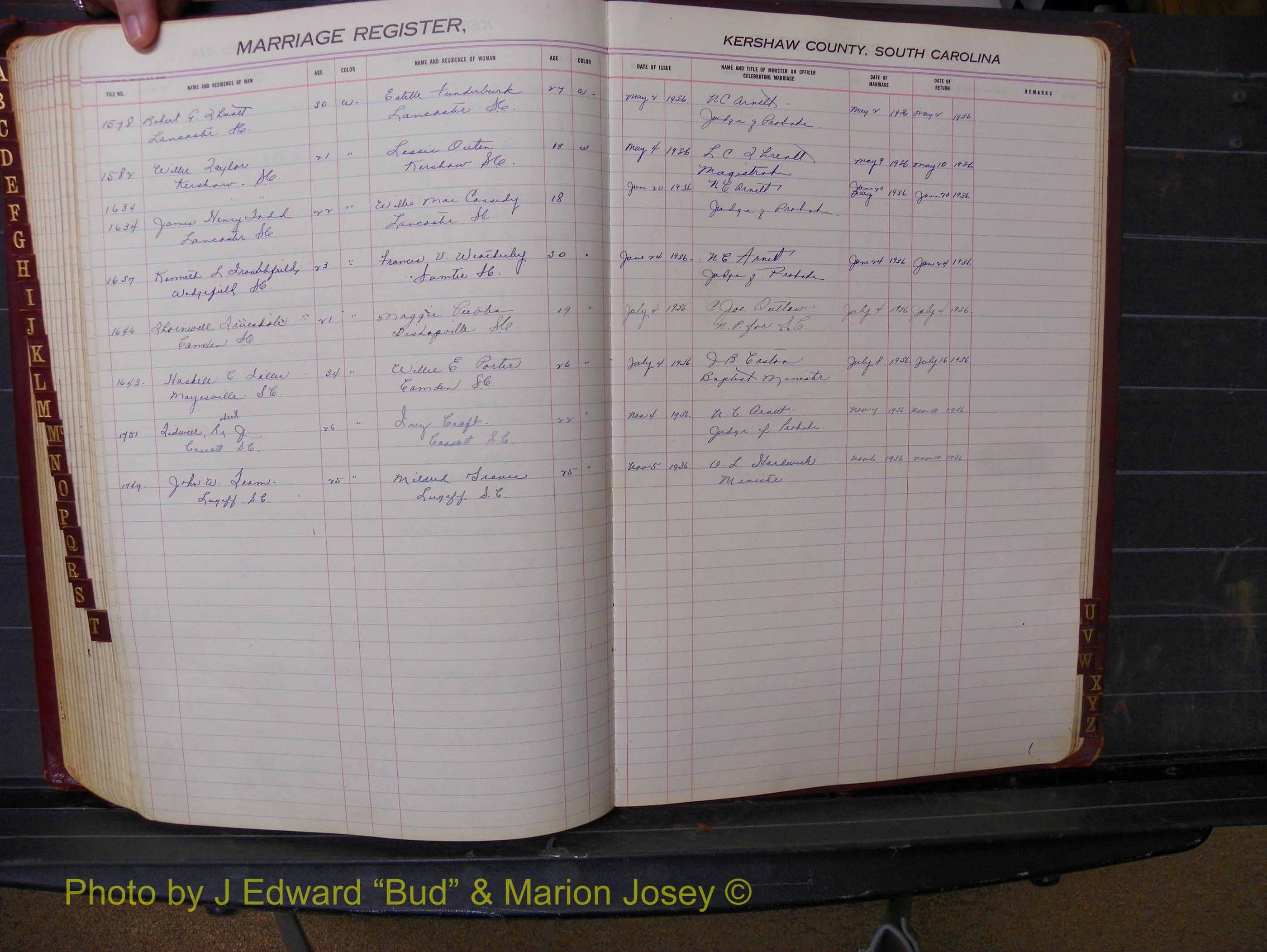 Kershaw Marriages, 1924-1937, White Index T (225).JPG