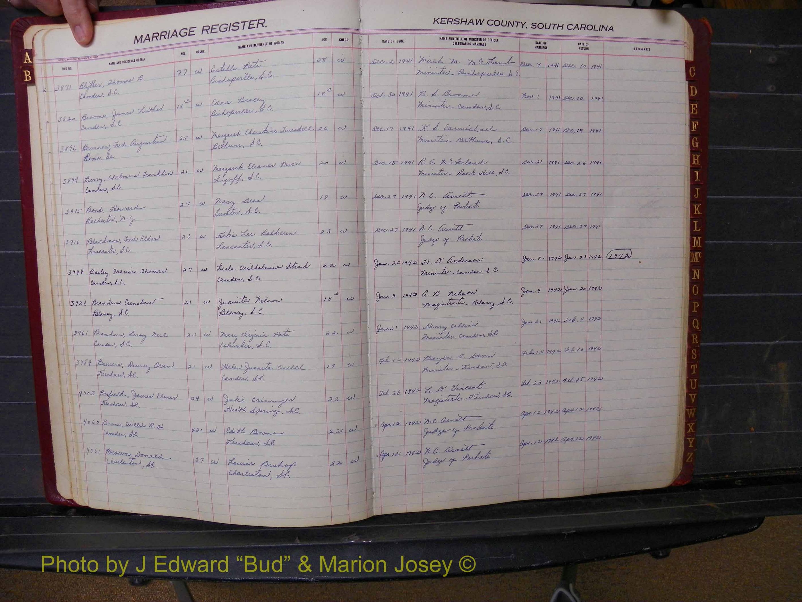 Kershaw Marriages, 1936-1944, White Index B (119).JPG