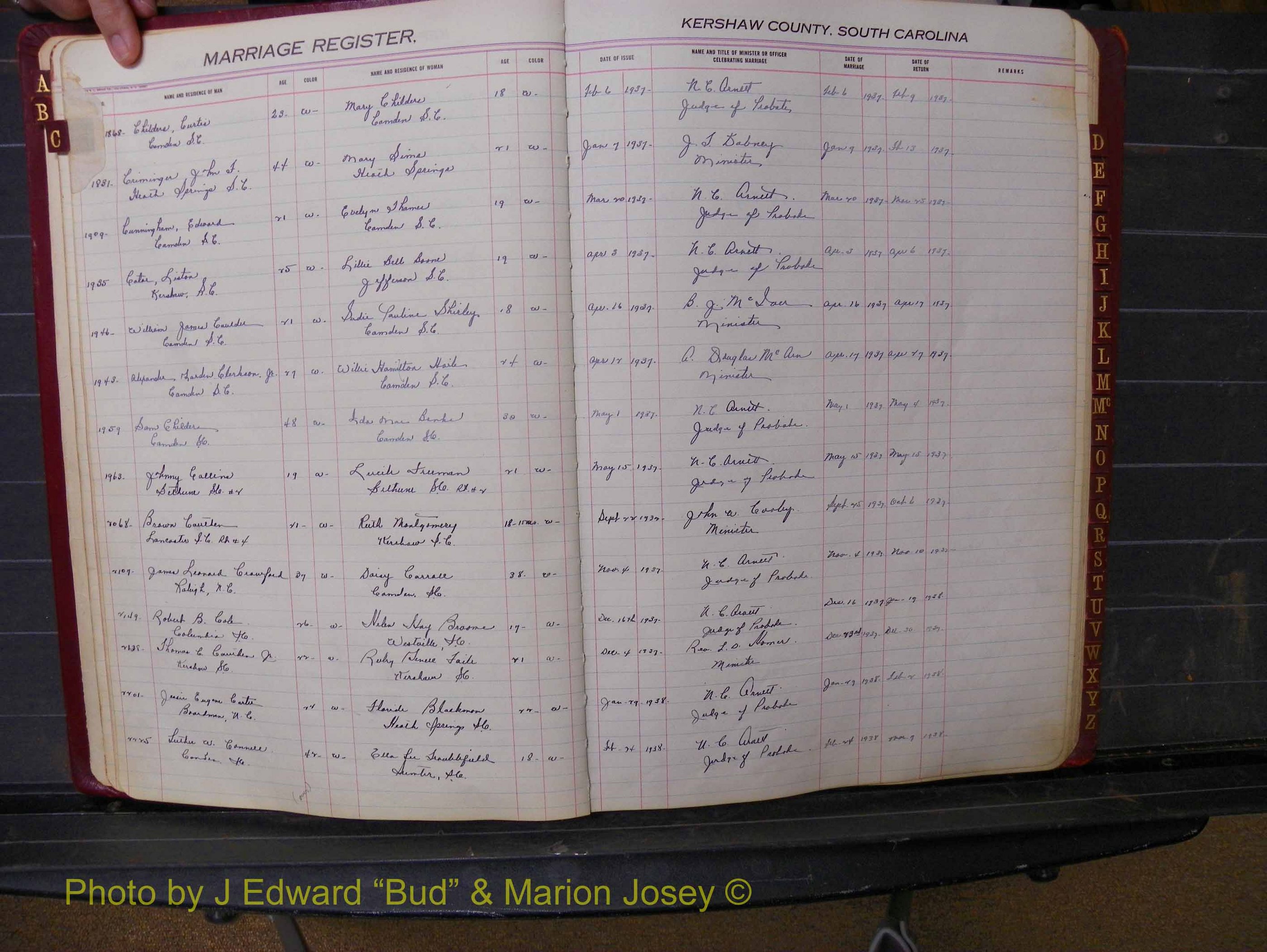 Kershaw Marriages, 1936-1944, White Index C (122).JPG