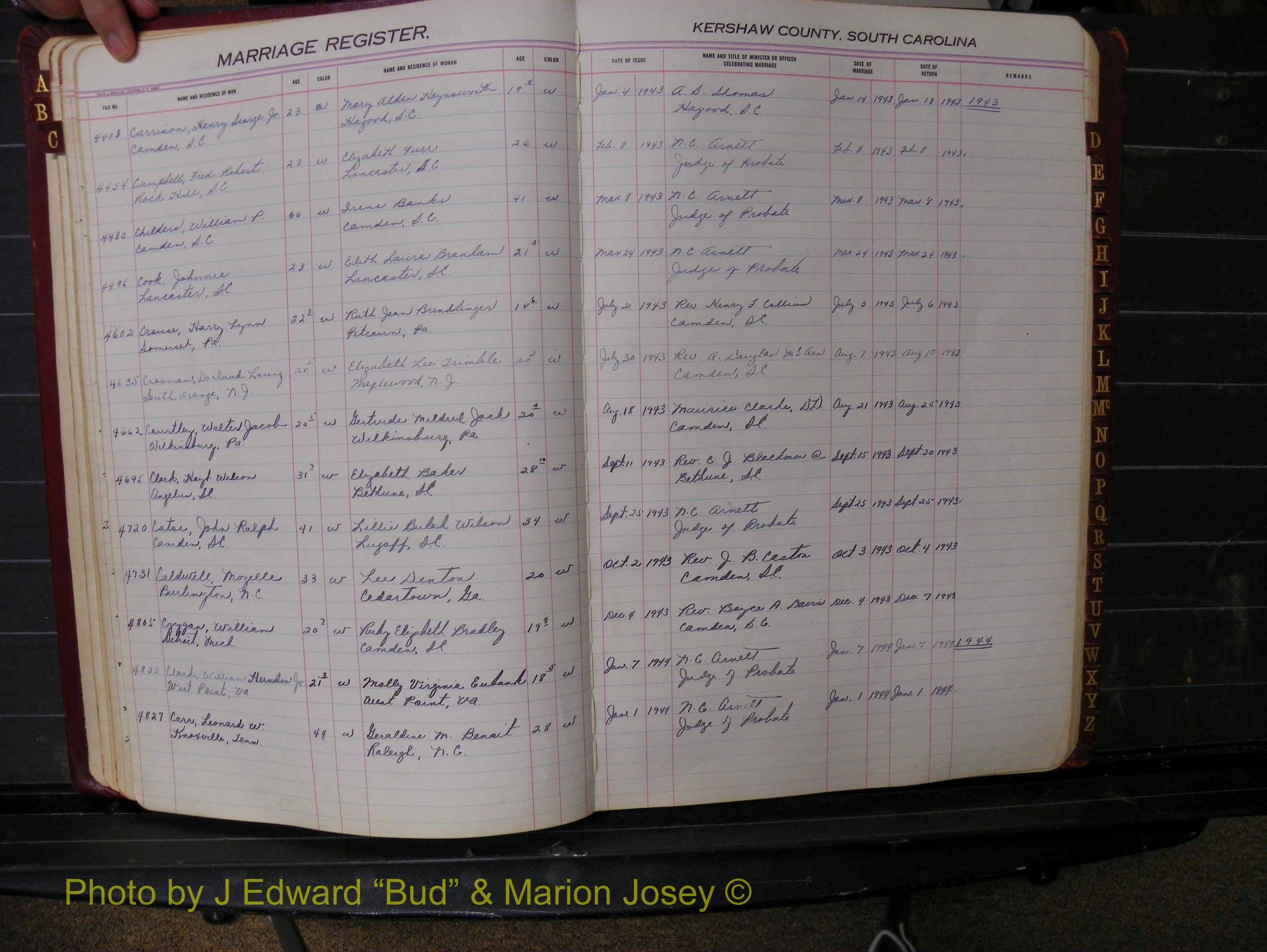 Kershaw Marriages, 1936-1944, White Index C (128).JPG