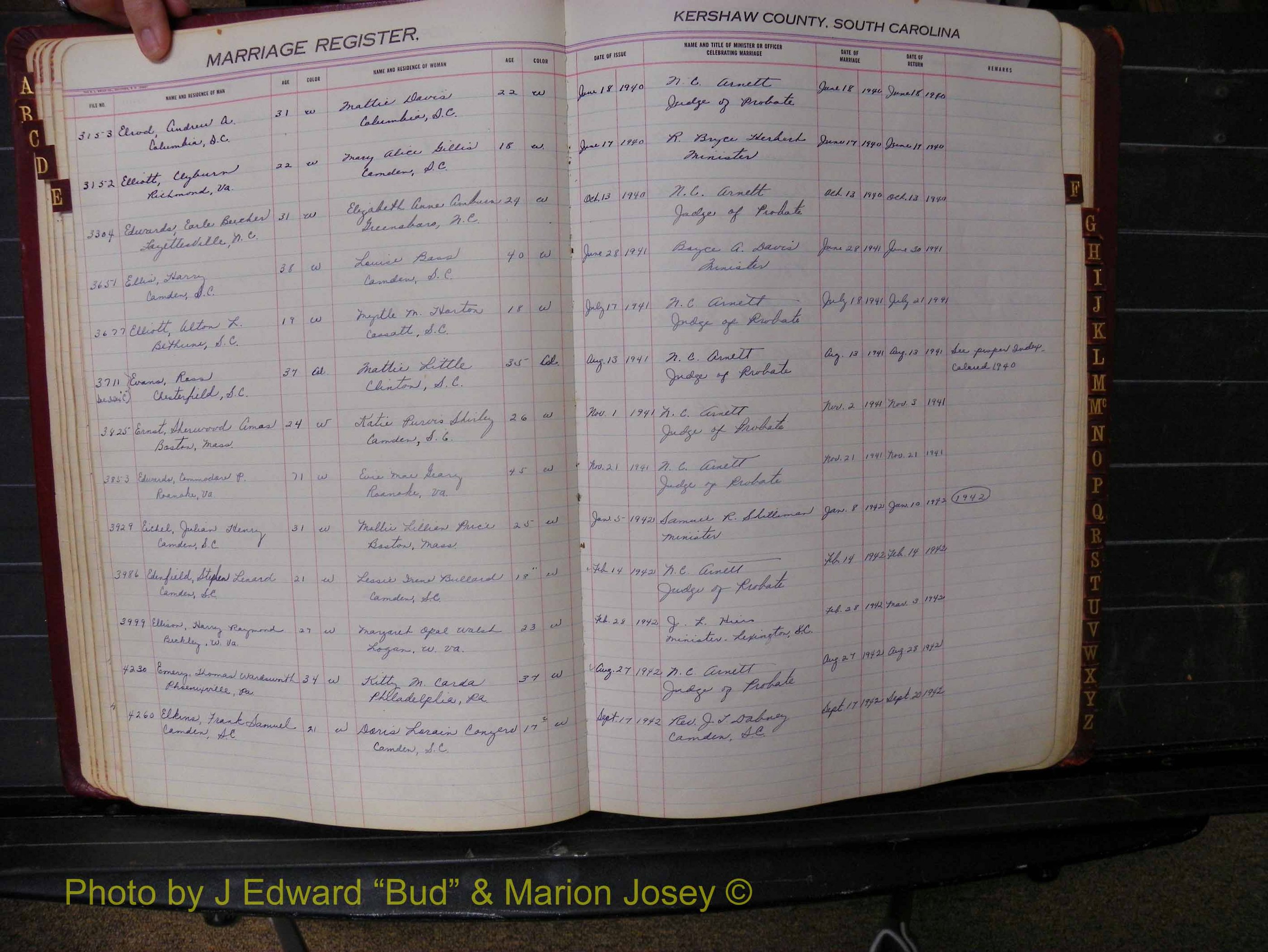 Kershaw Marriages, 1936-1944, White Index E (137).JPG