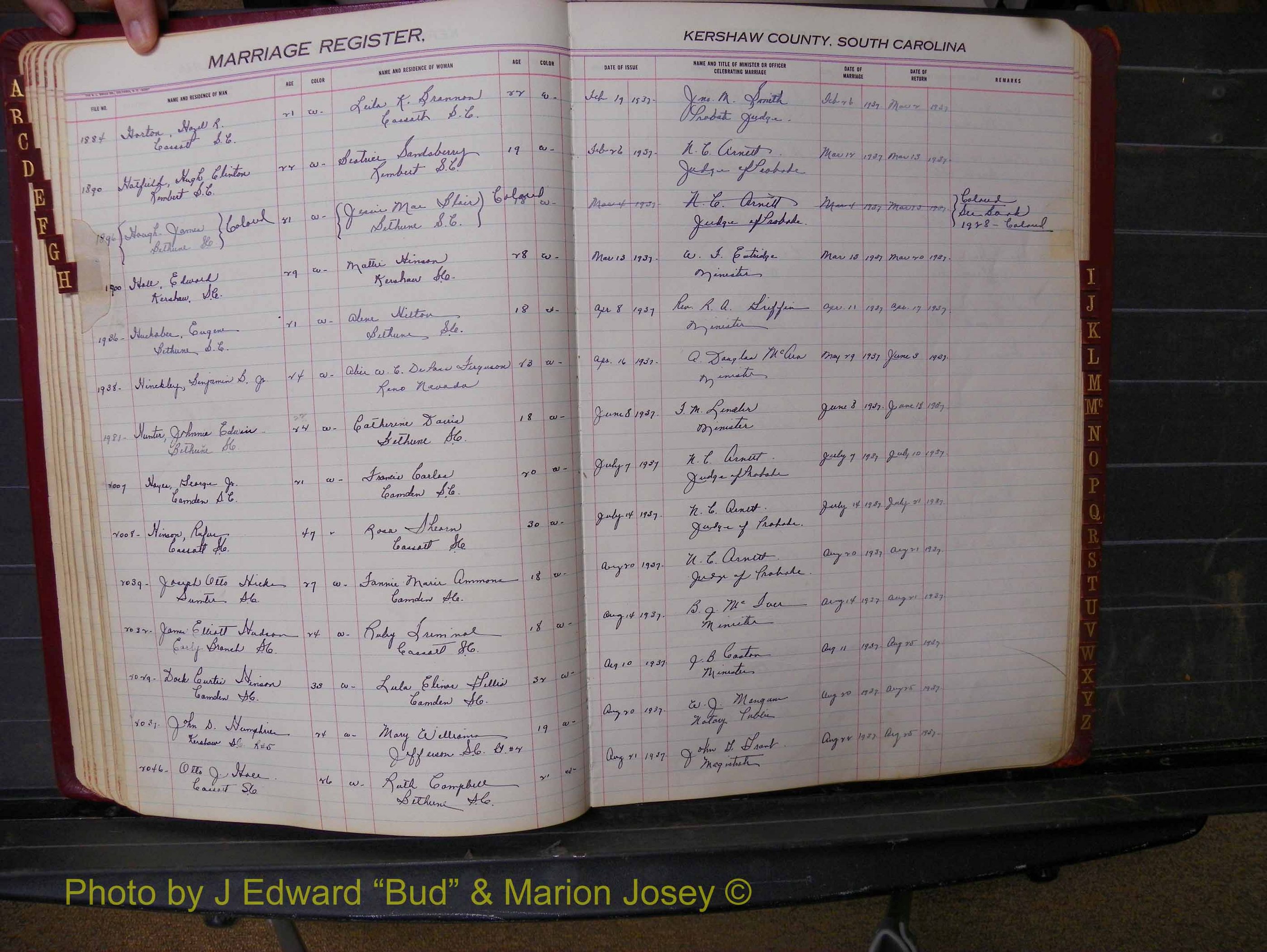 Kershaw Marriages, 1936-1944, White Index H (151).JPG