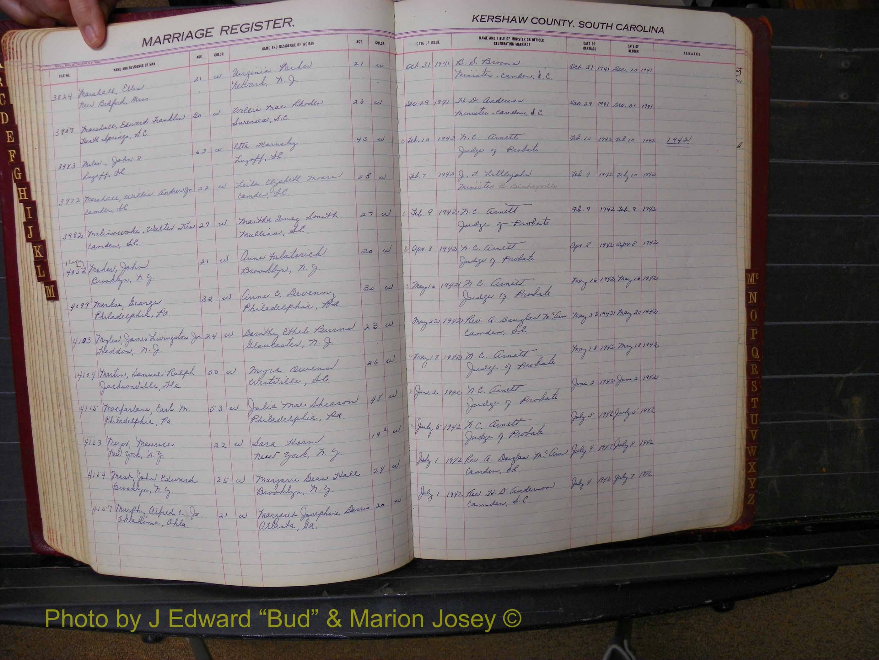 Kershaw Marriages, 1936-1944, White Index M (185).JPG