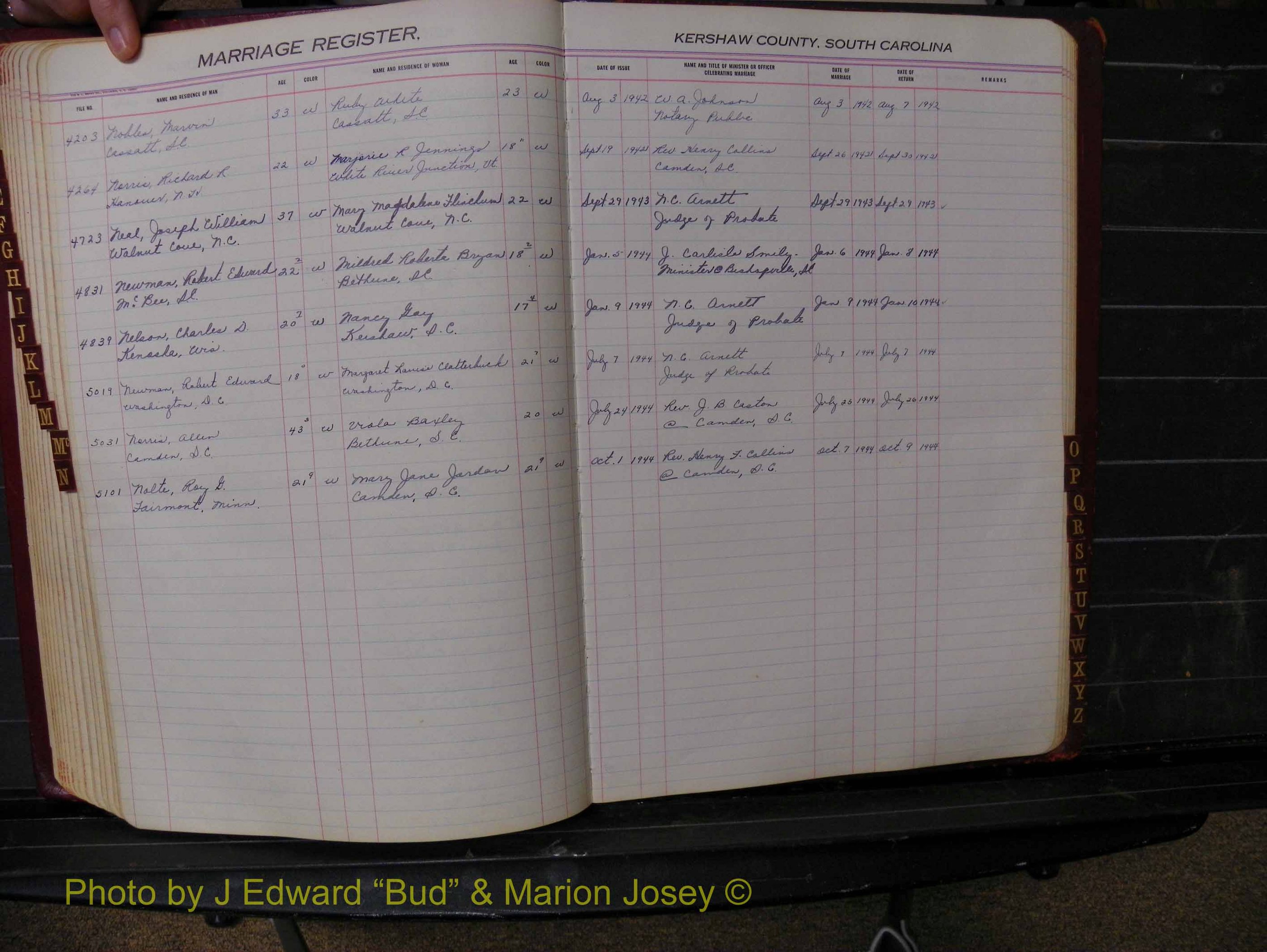 Kershaw Marriages, 1936-1944, White Index N (195).JPG