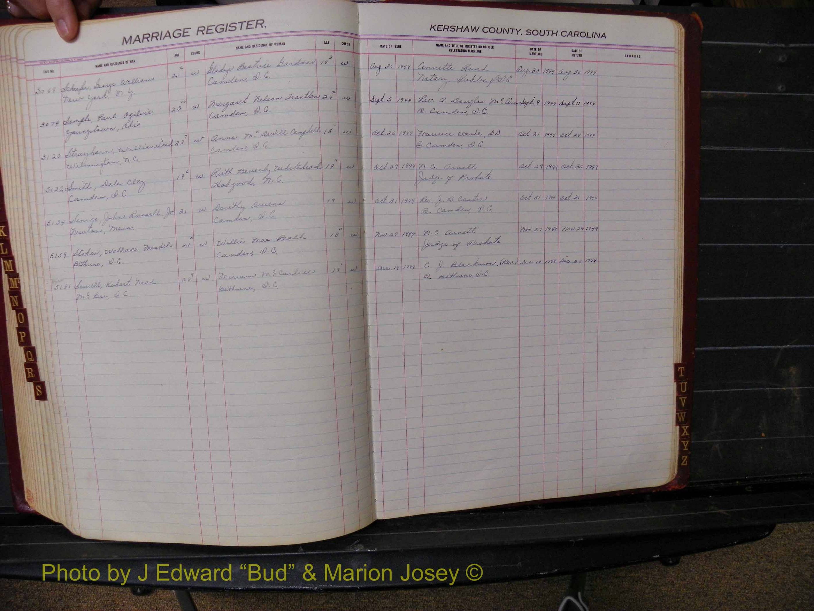 Kershaw Marriages, 1936-1944, White Index S (219).JPG