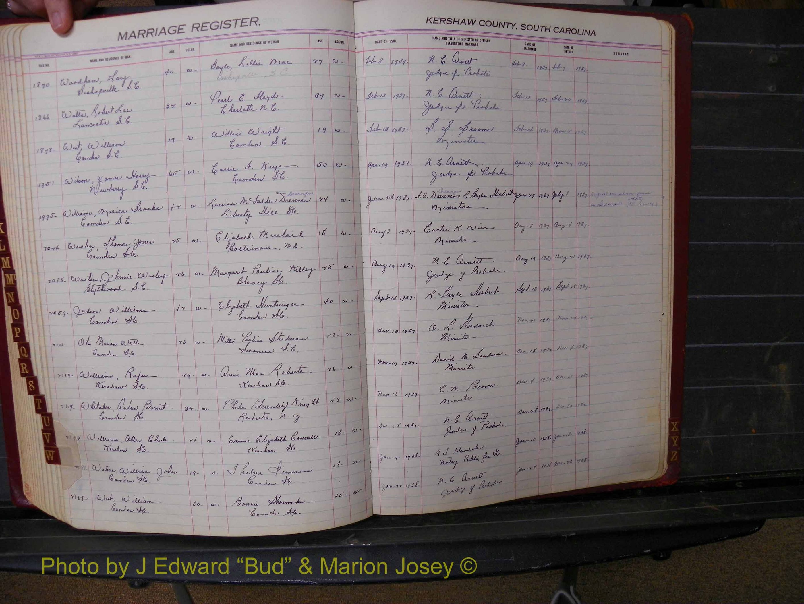 Kershaw Marriages, 1936-1944, White Index W (229).JPG