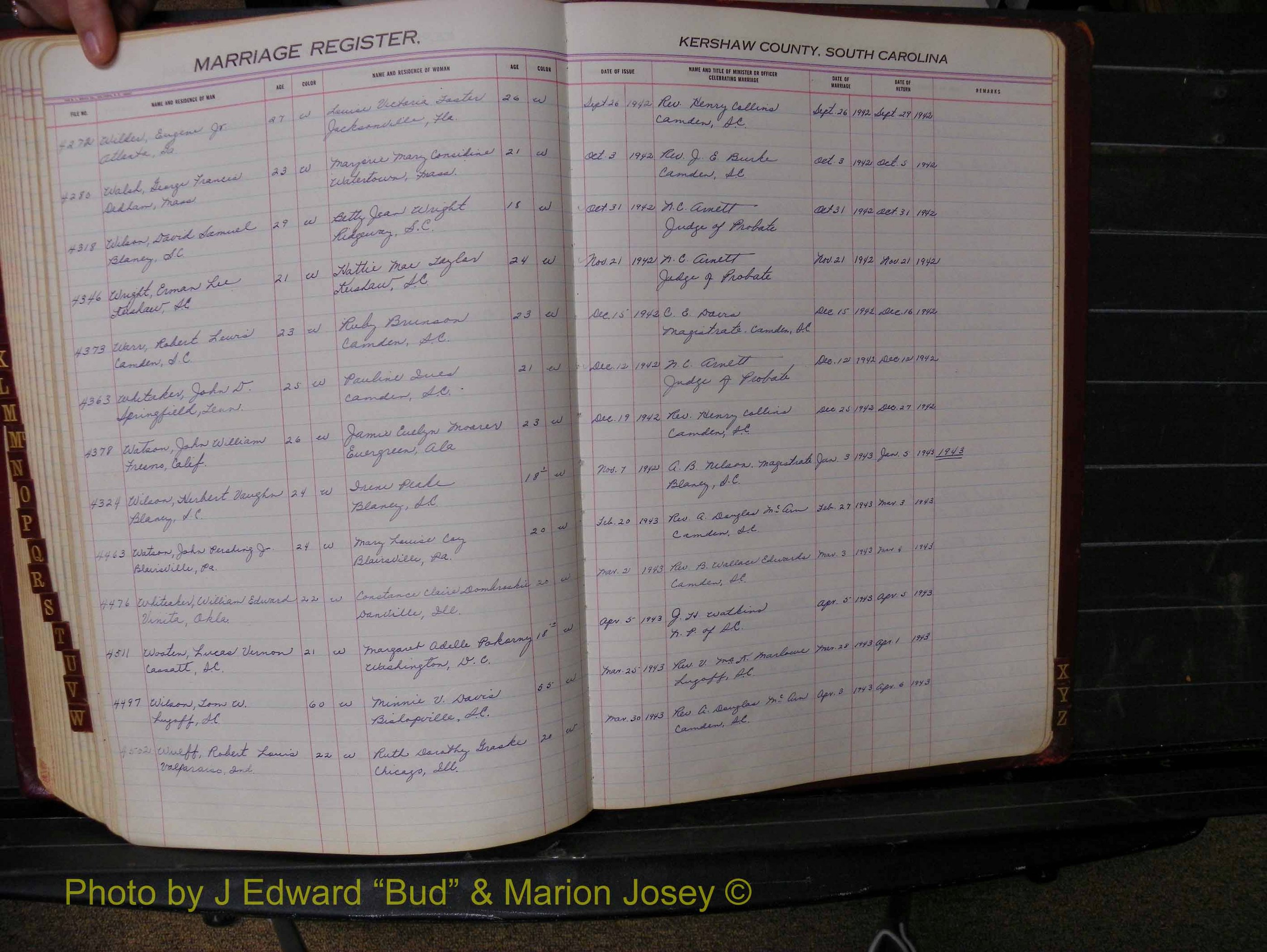 Kershaw Marriages, 1936-1944, White Index W (235).JPG