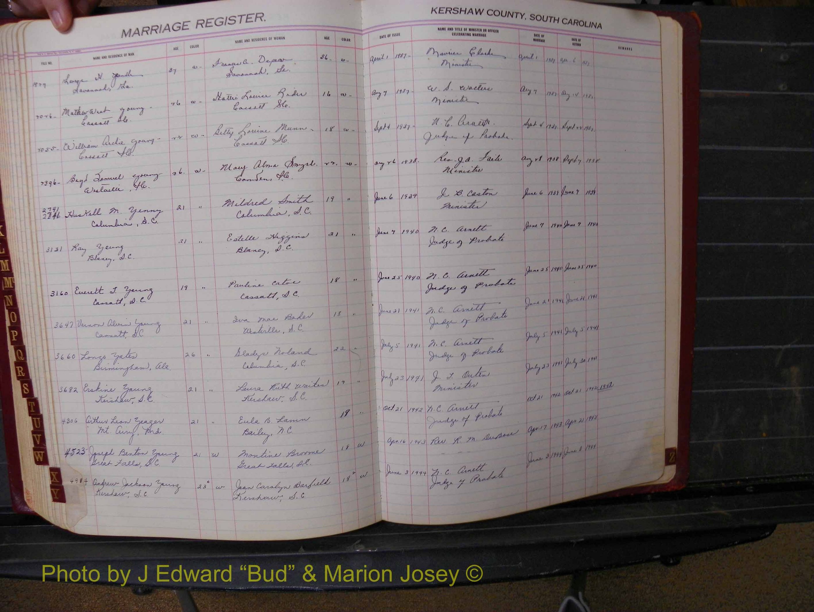 Kershaw Marriages, 1936-1944, White Index Y (239).JPG