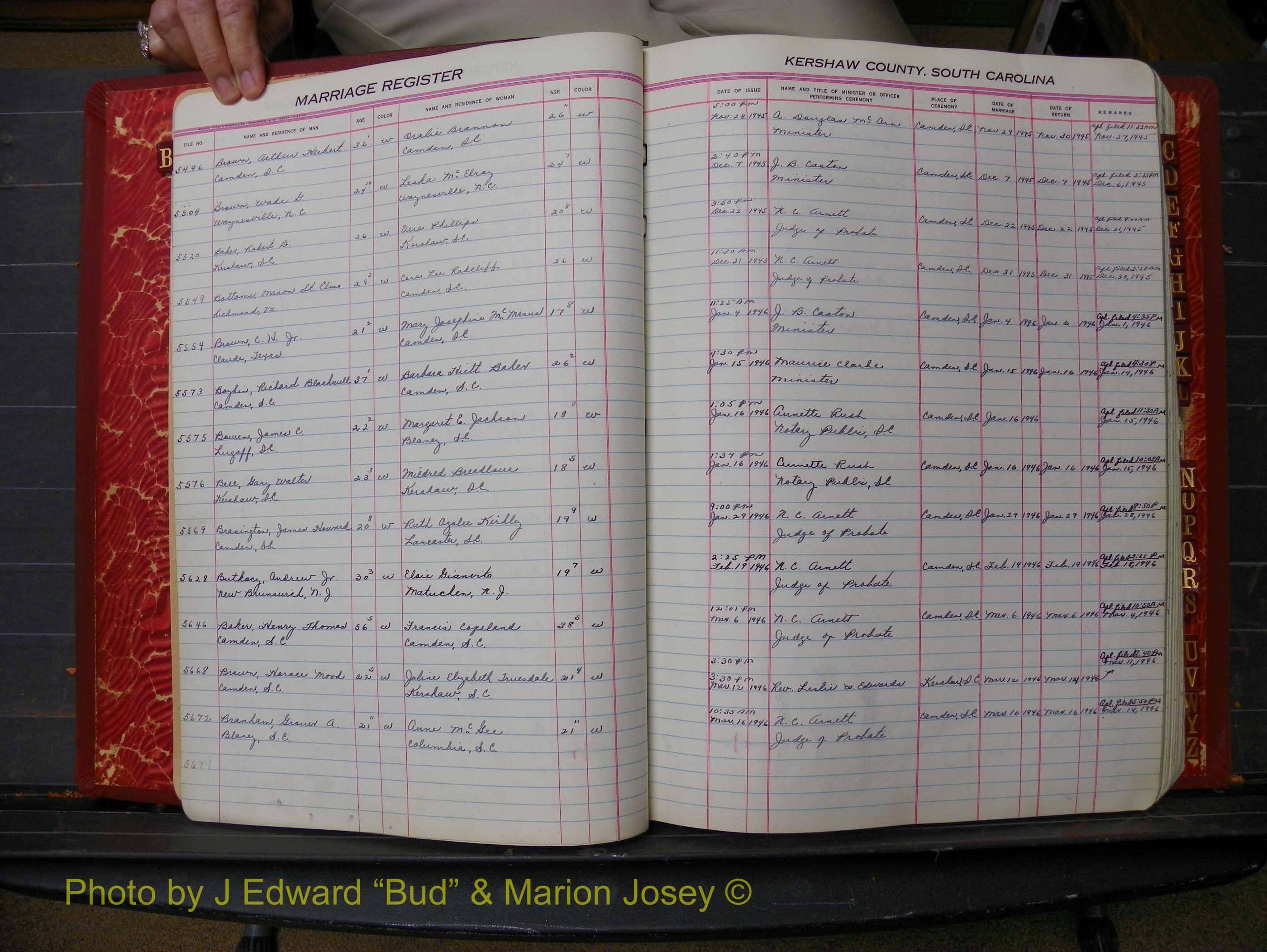 Kershaw Marriages, 1944-1960, White Index B (107).JPG