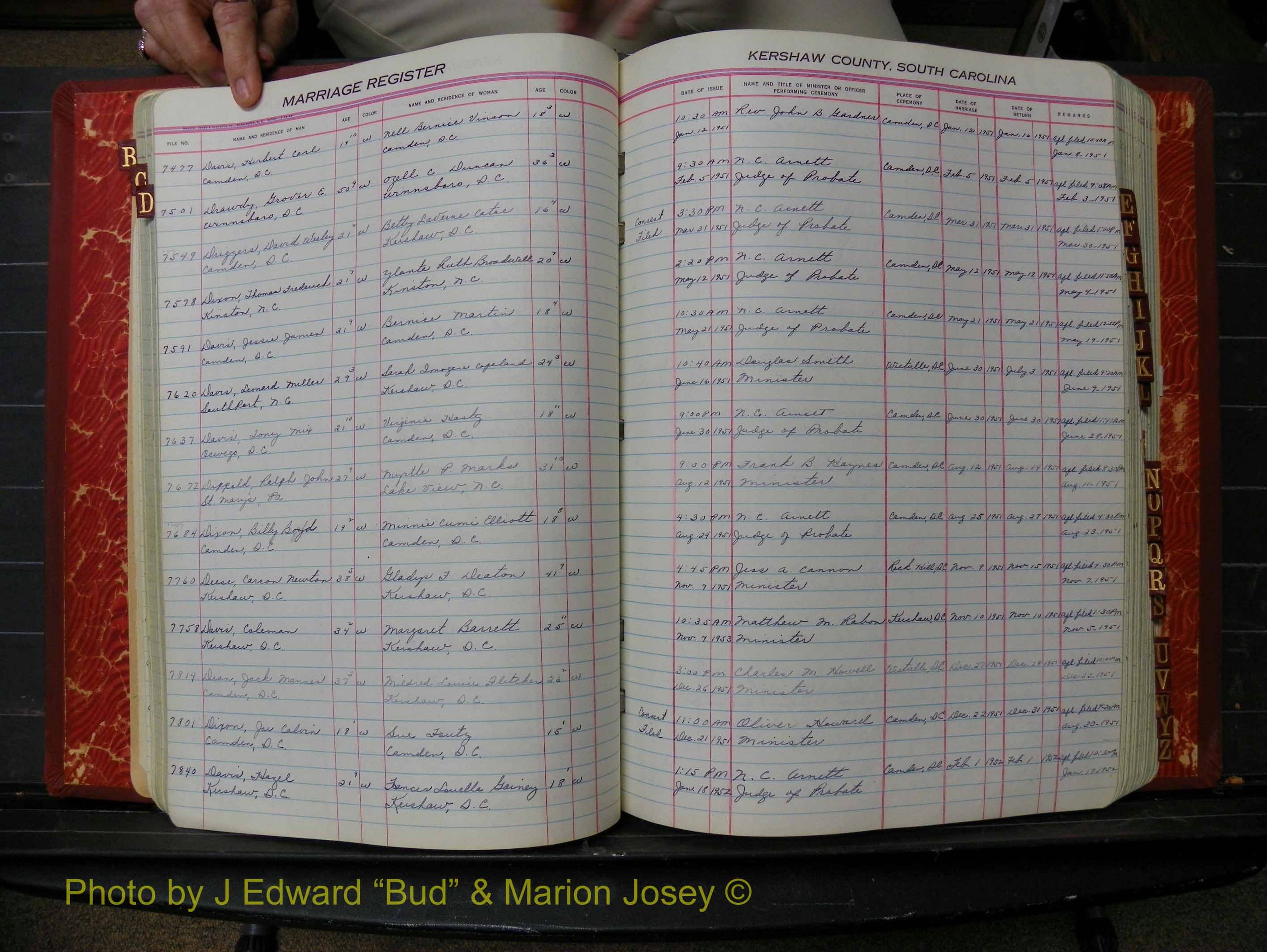 Kershaw Marriages, 1944-1960, White Index D (153).JPG