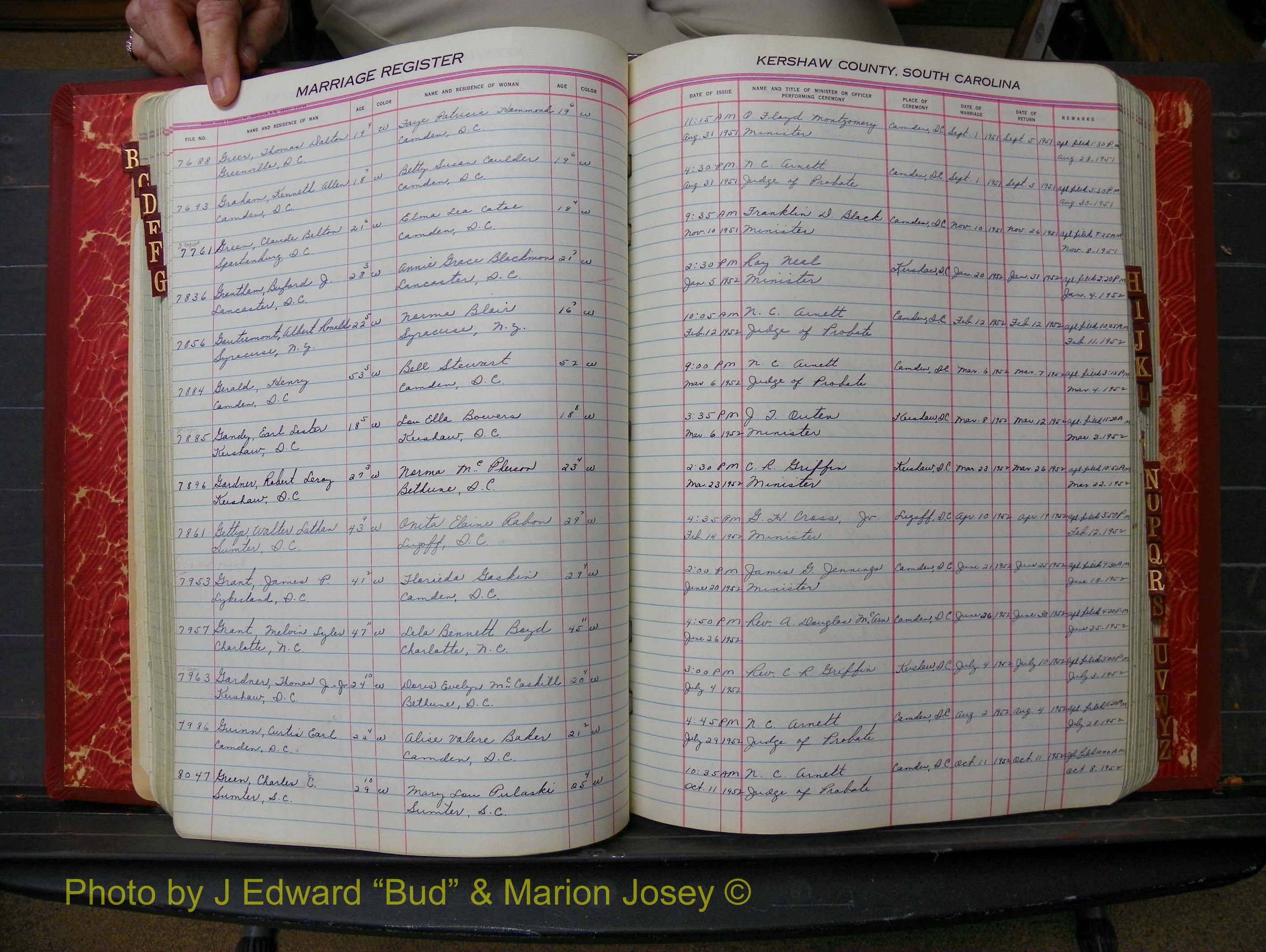 Kershaw Marriages, 1944-1960, White Index G (172).JPG
