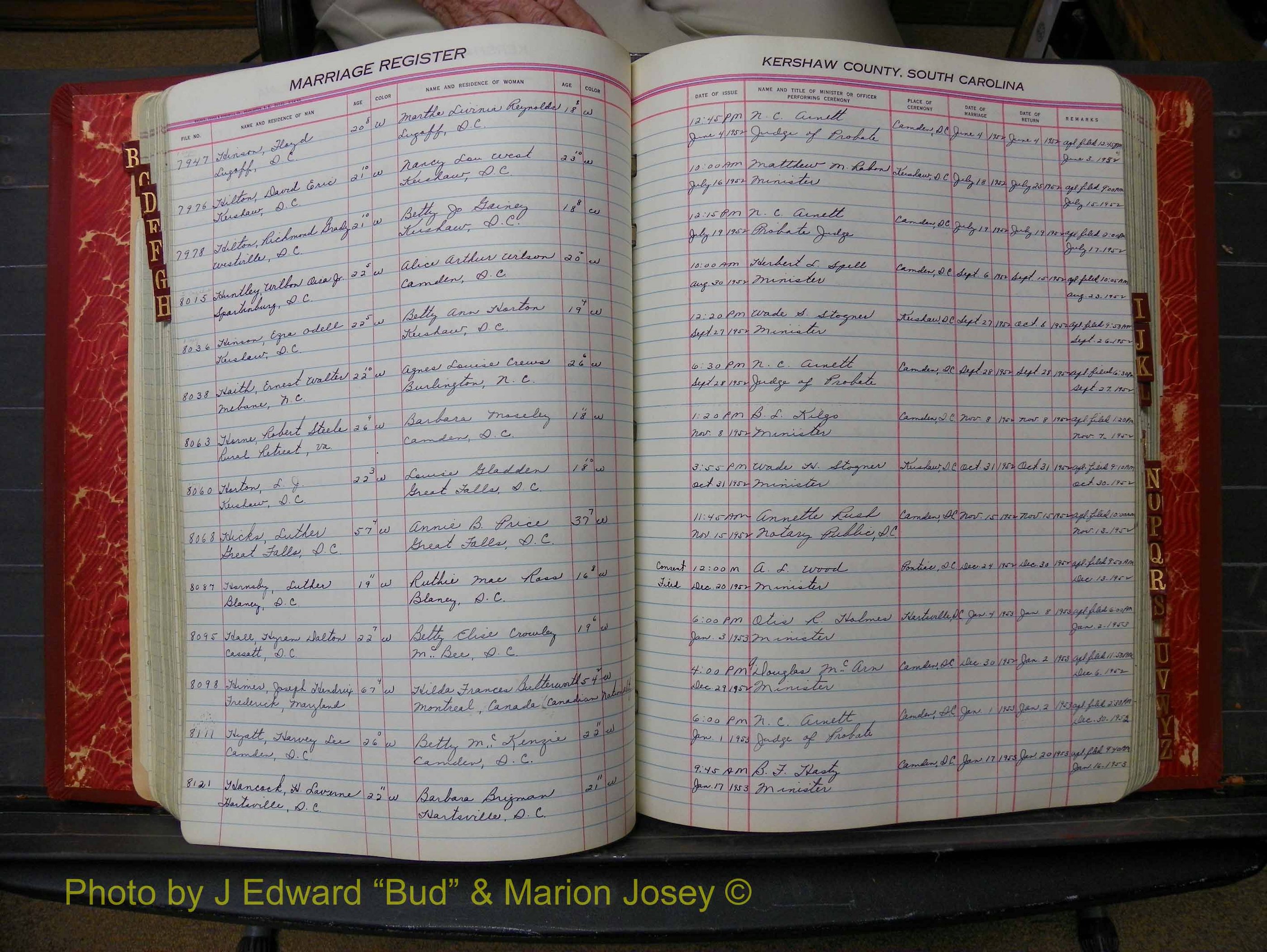 Kershaw Marriages, 1944-1960, White Index H (186).JPG