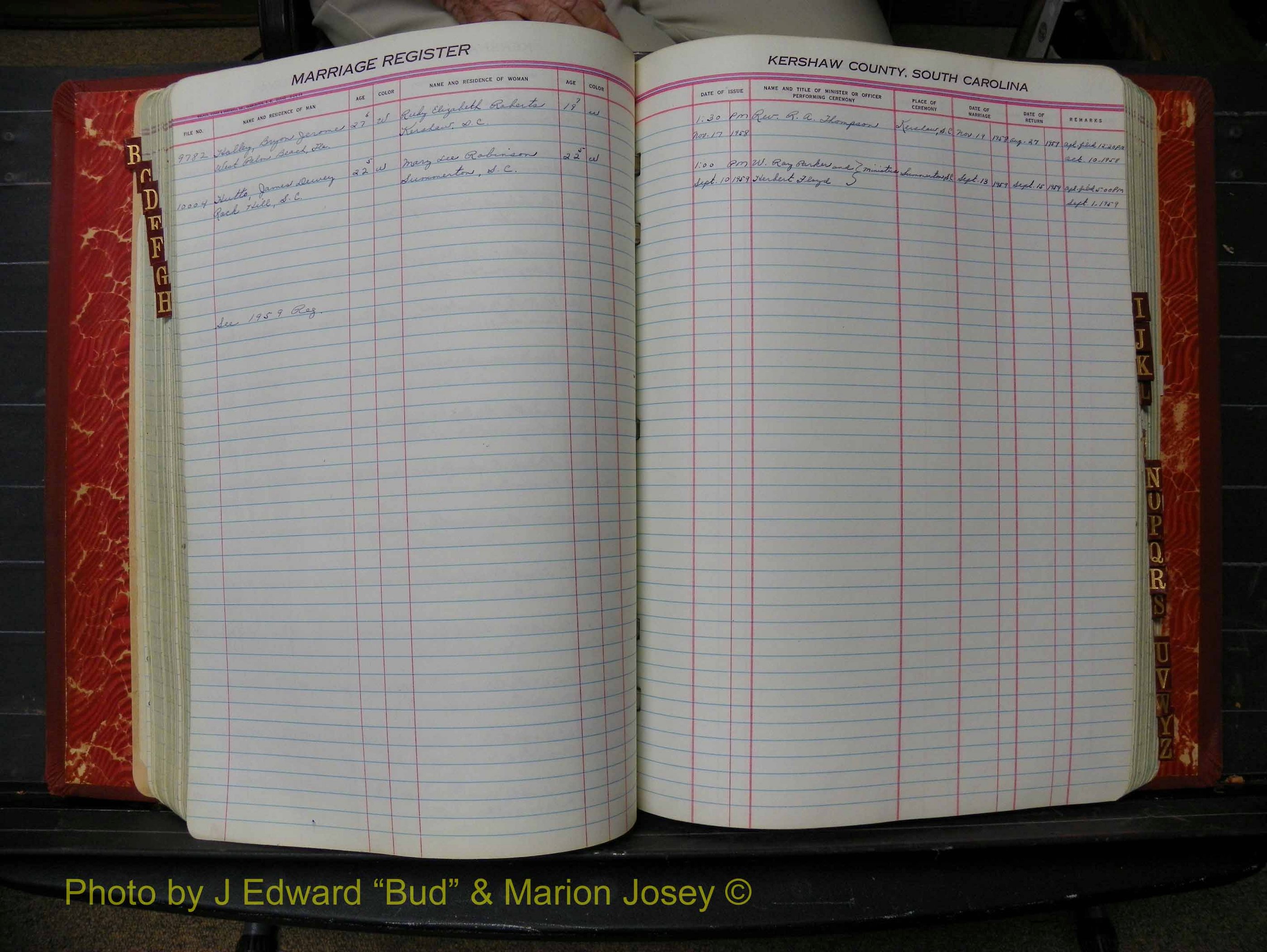 Kershaw Marriages, 1944-1960, White Index H (195).JPG