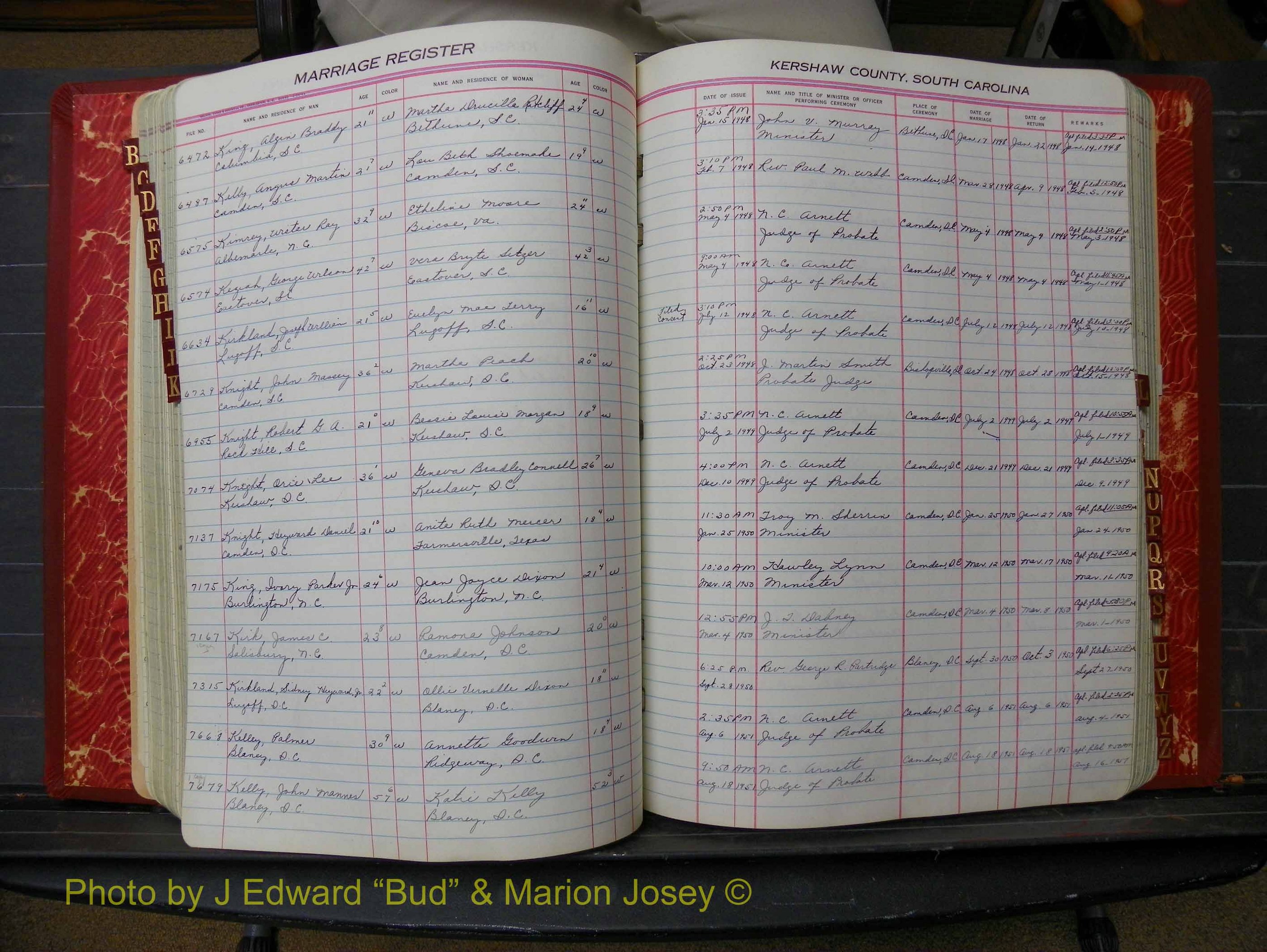Kershaw Marriages, 1944-1960, White Index K (205).JPG