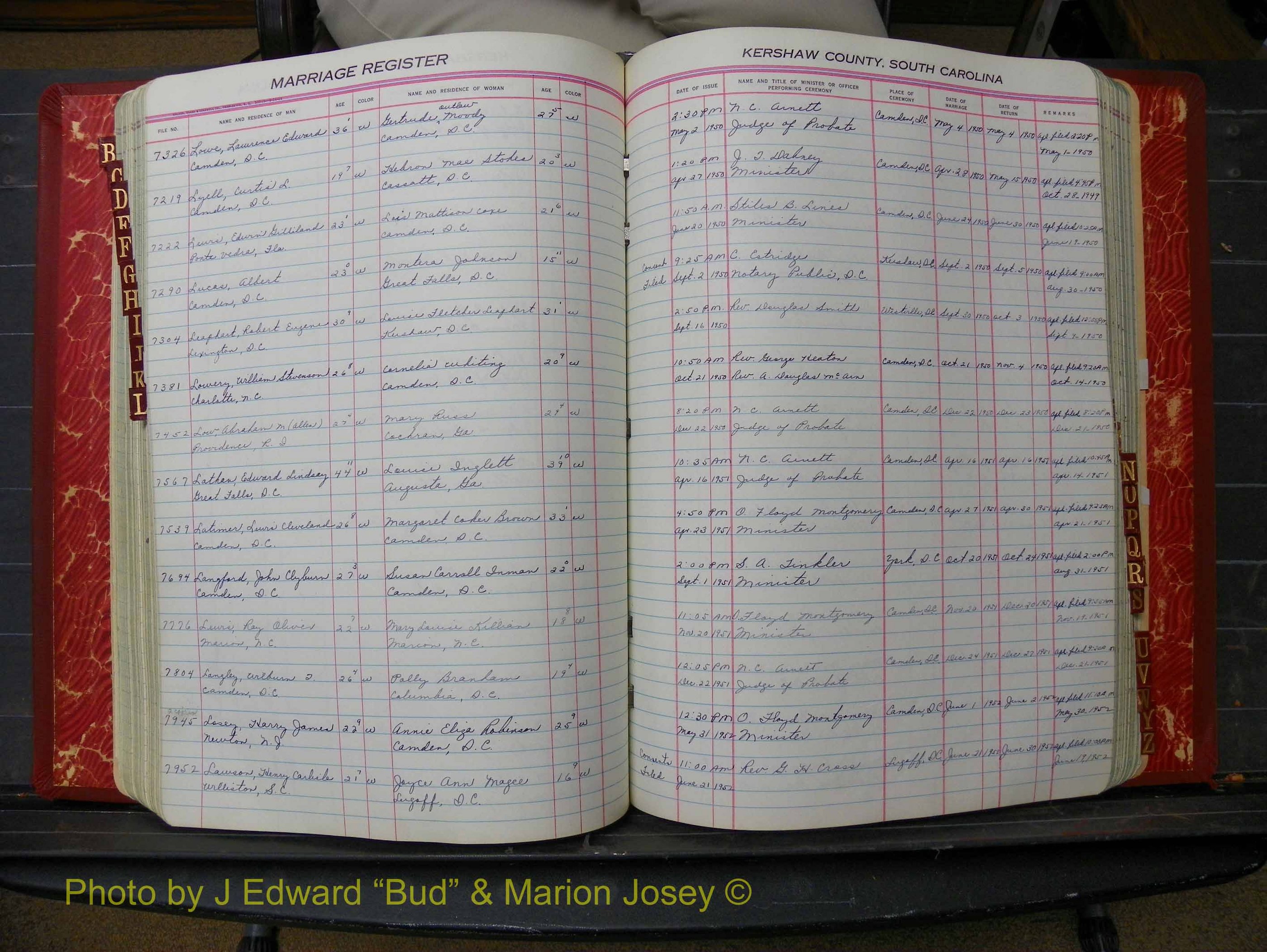 Kershaw Marriages, 1944-1960, White Index L (210).JPG