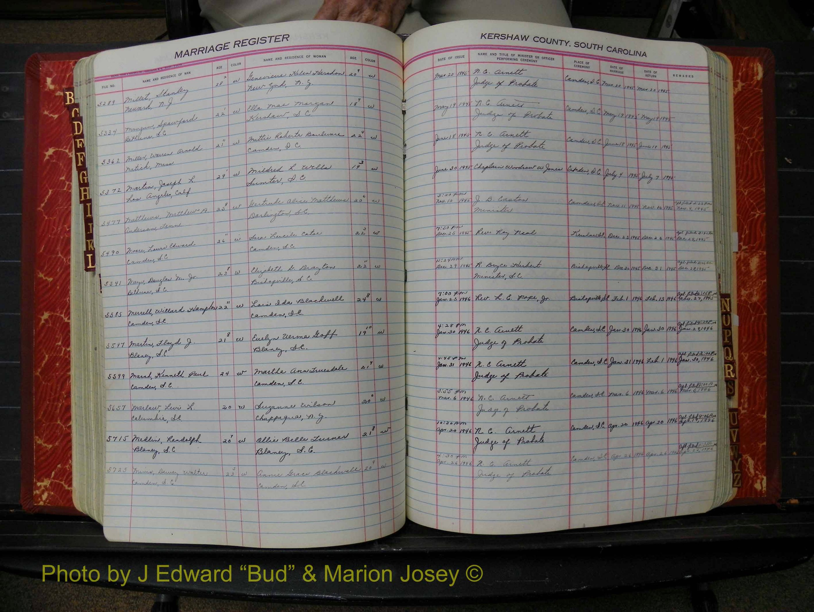 Kershaw Marriages, 1944-1960, White Index M (216).JPG