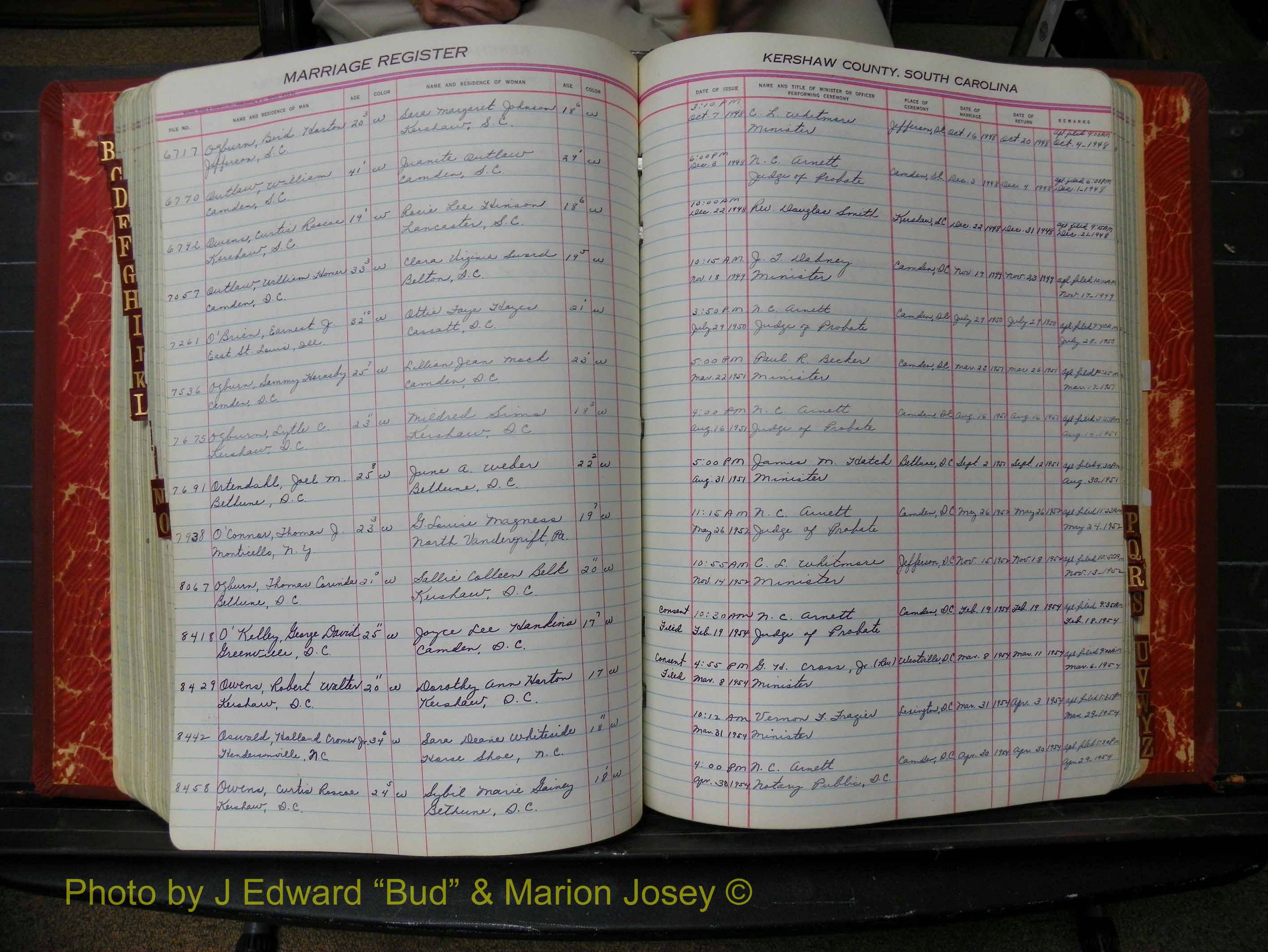 Kershaw Marriages, 1944-1960, White Index O (242).JPG