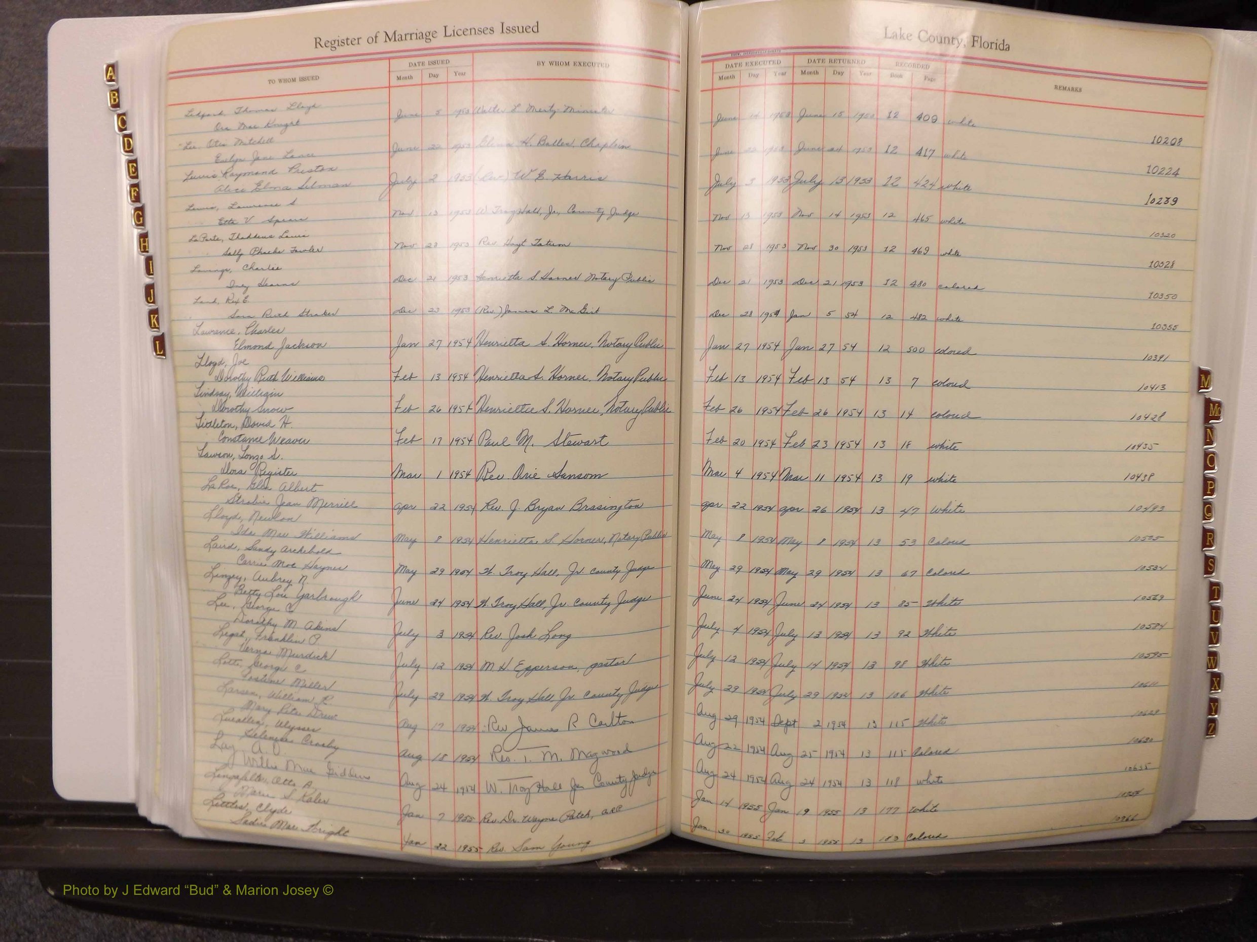 Lake Co, FL Marriage Book 3, 1945-1959 Index L5.JPG