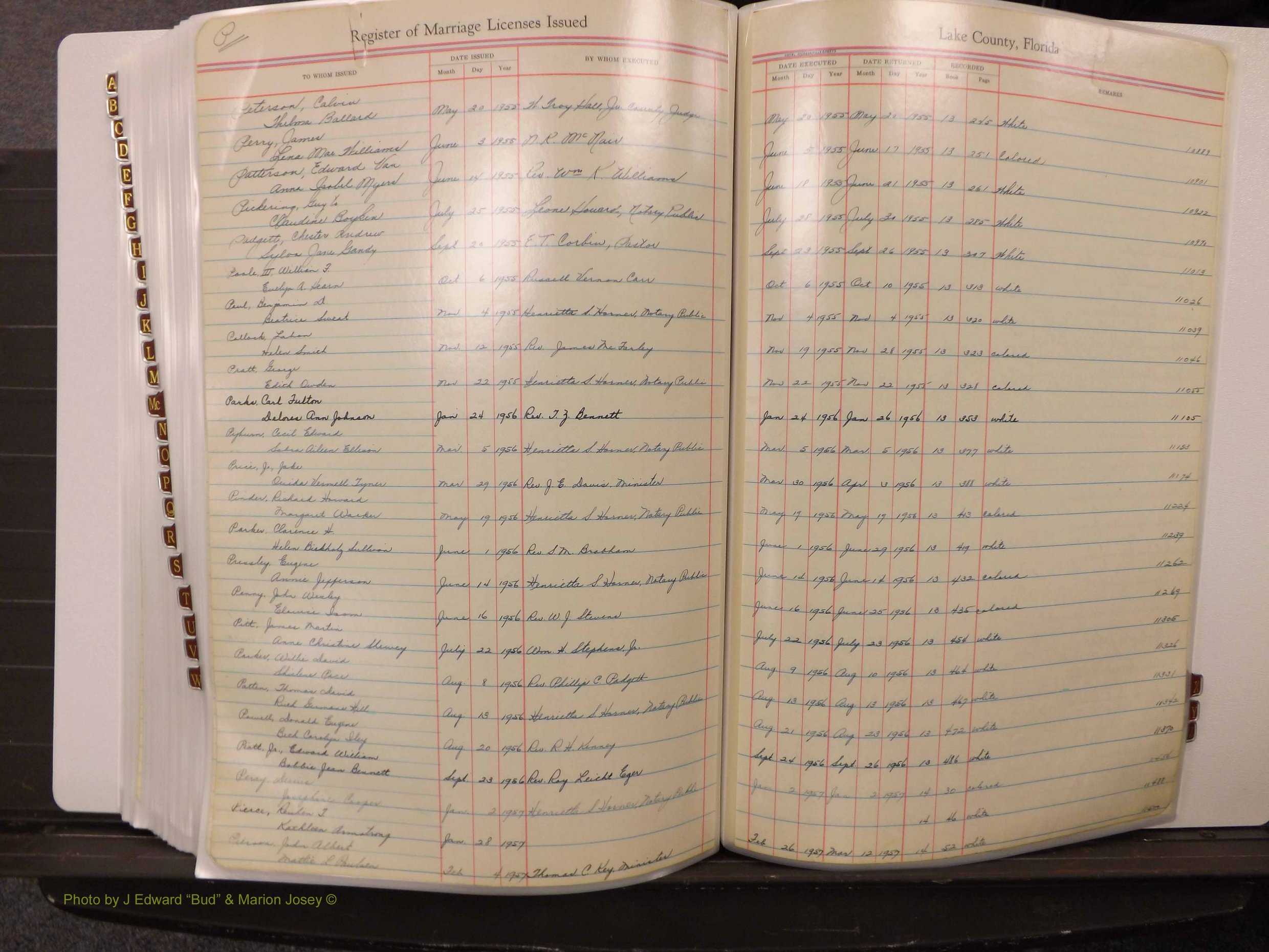 Lake Co, FL Marriage Book 3, 1945-1959 Index P12.JPG