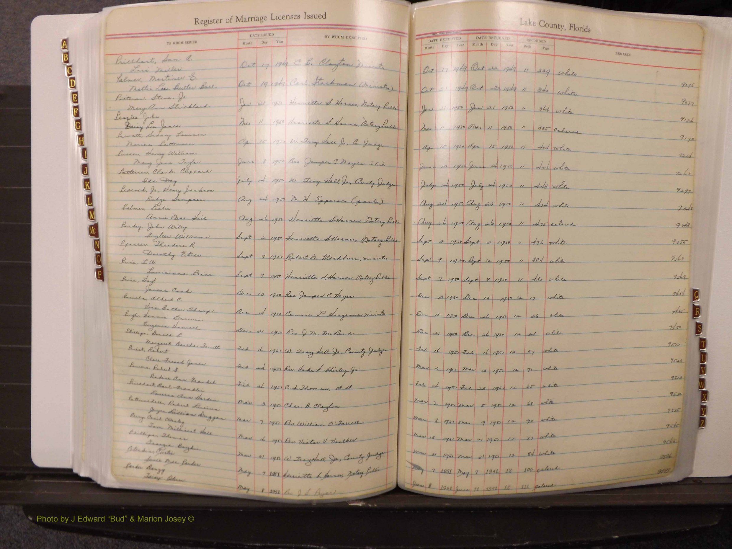 Lake Co, FL Marriage Book 3, 1945-1959 Index P5.JPG