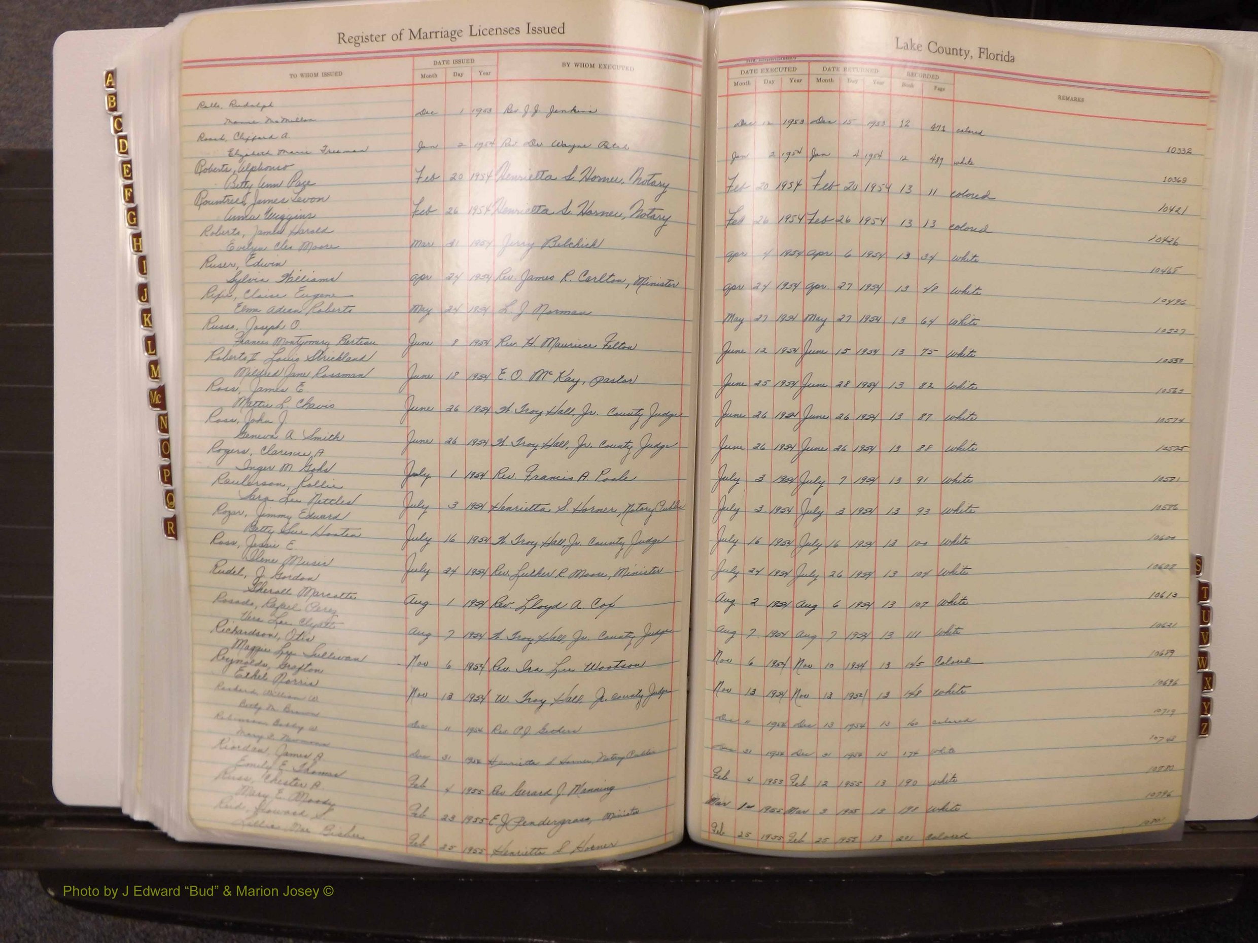 Lake Co, FL Marriage Book 3, 1945-1959 Index R6.JPG