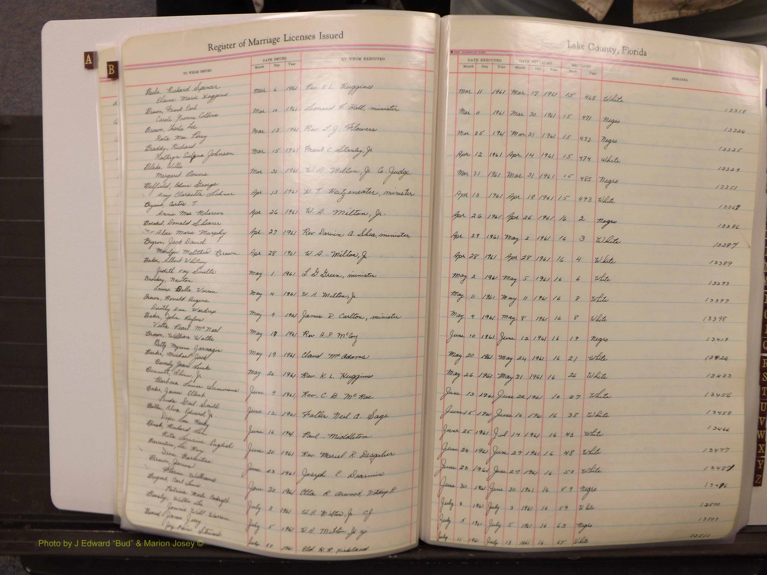 Lake Co, FL Marriage Book 4, 1959-1964 Index B5.JPG
