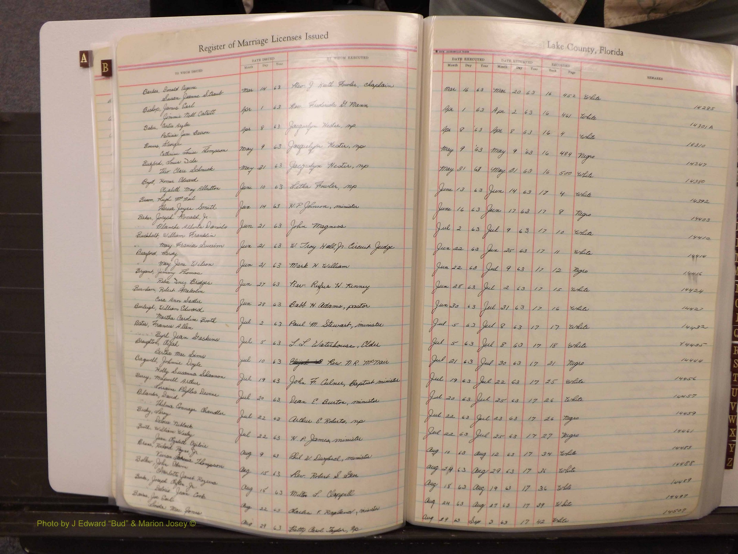 Lake Co, FL Marriage Book 4, 1959-1964 Index B9.JPG