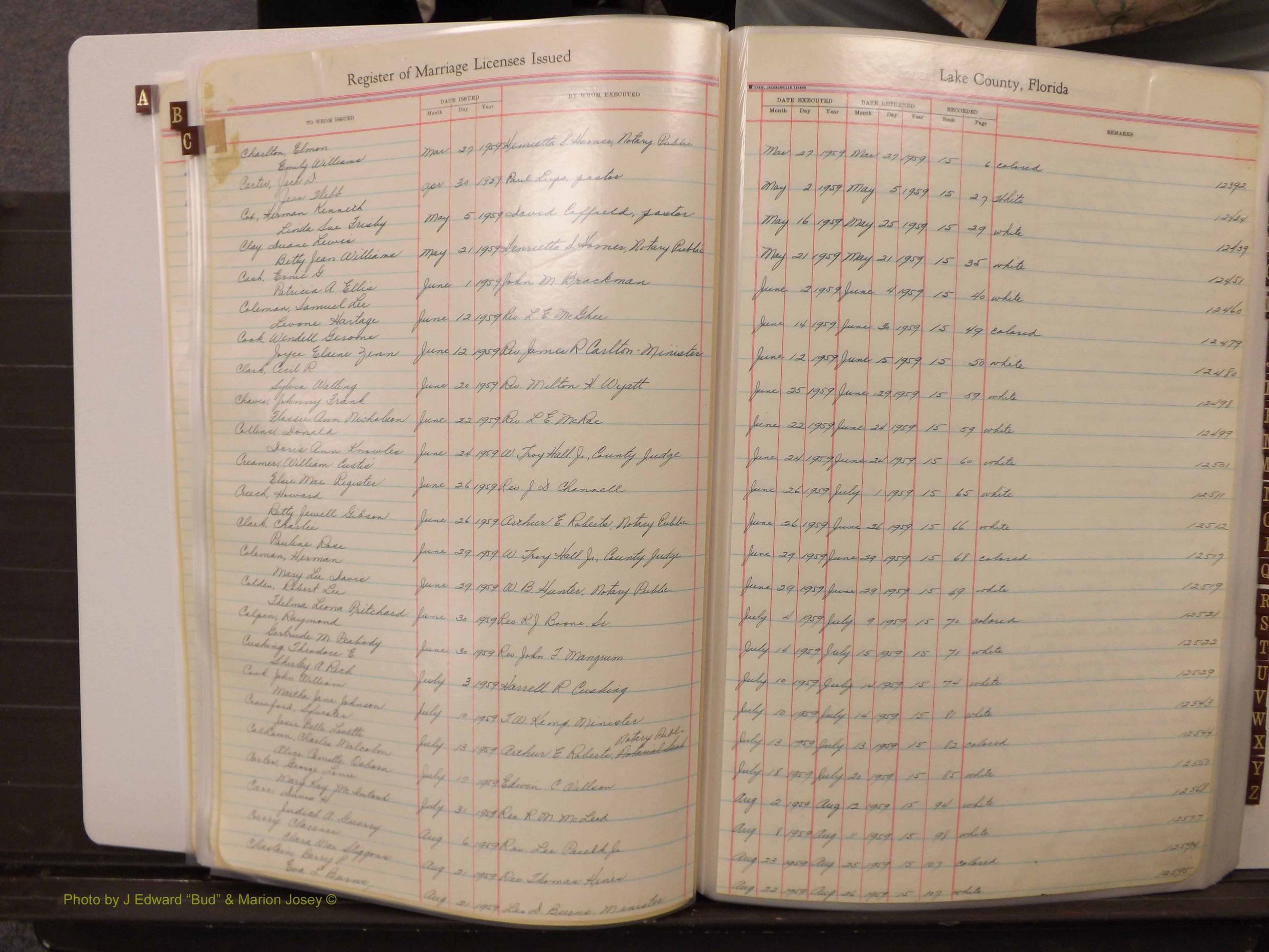 Lake Co, FL Marriage Book 4, 1959-1964 Index C1.JPG