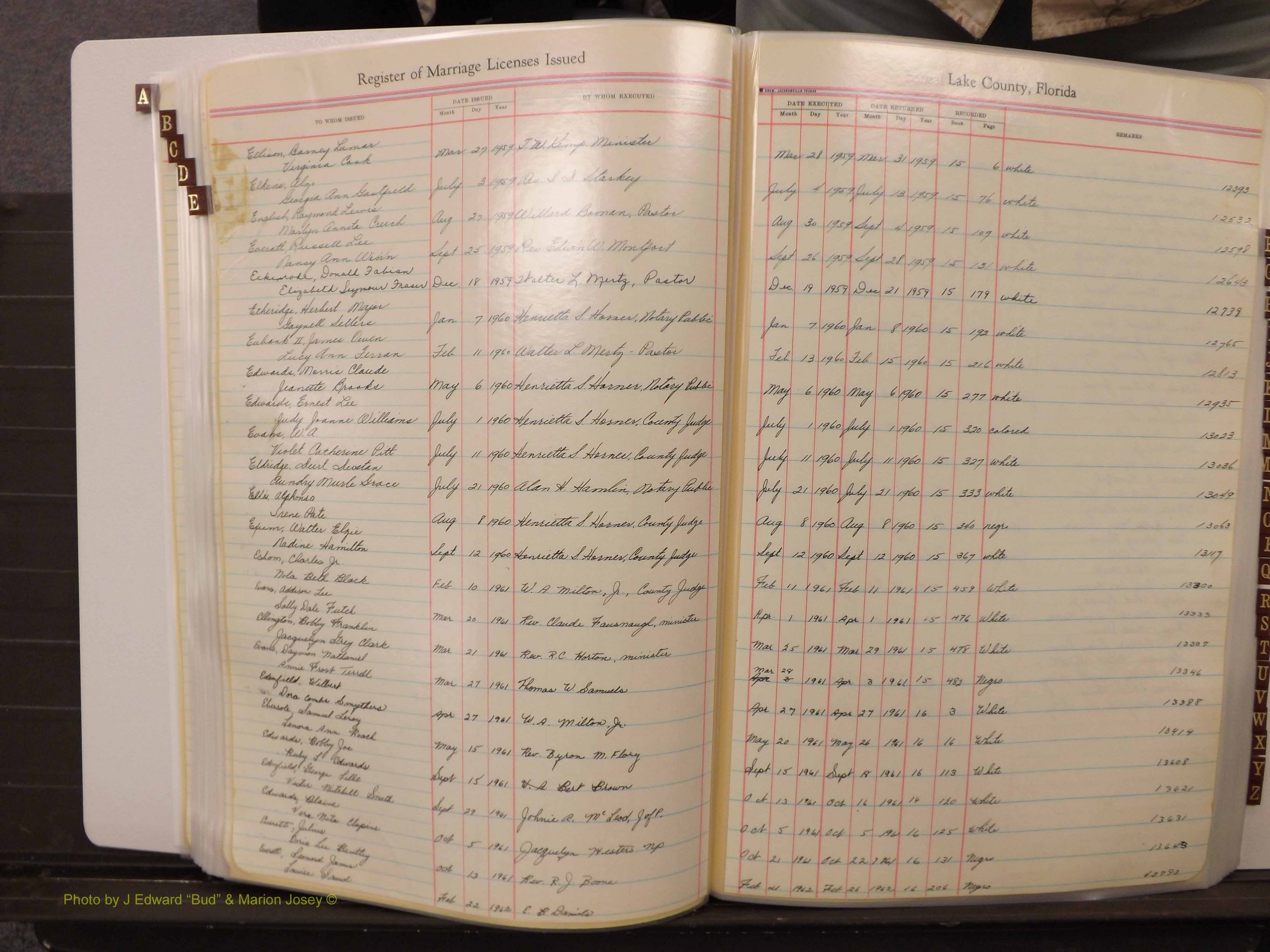 Lake Co, FL Marriage Book 4, 1959-1964 Index E1.JPG