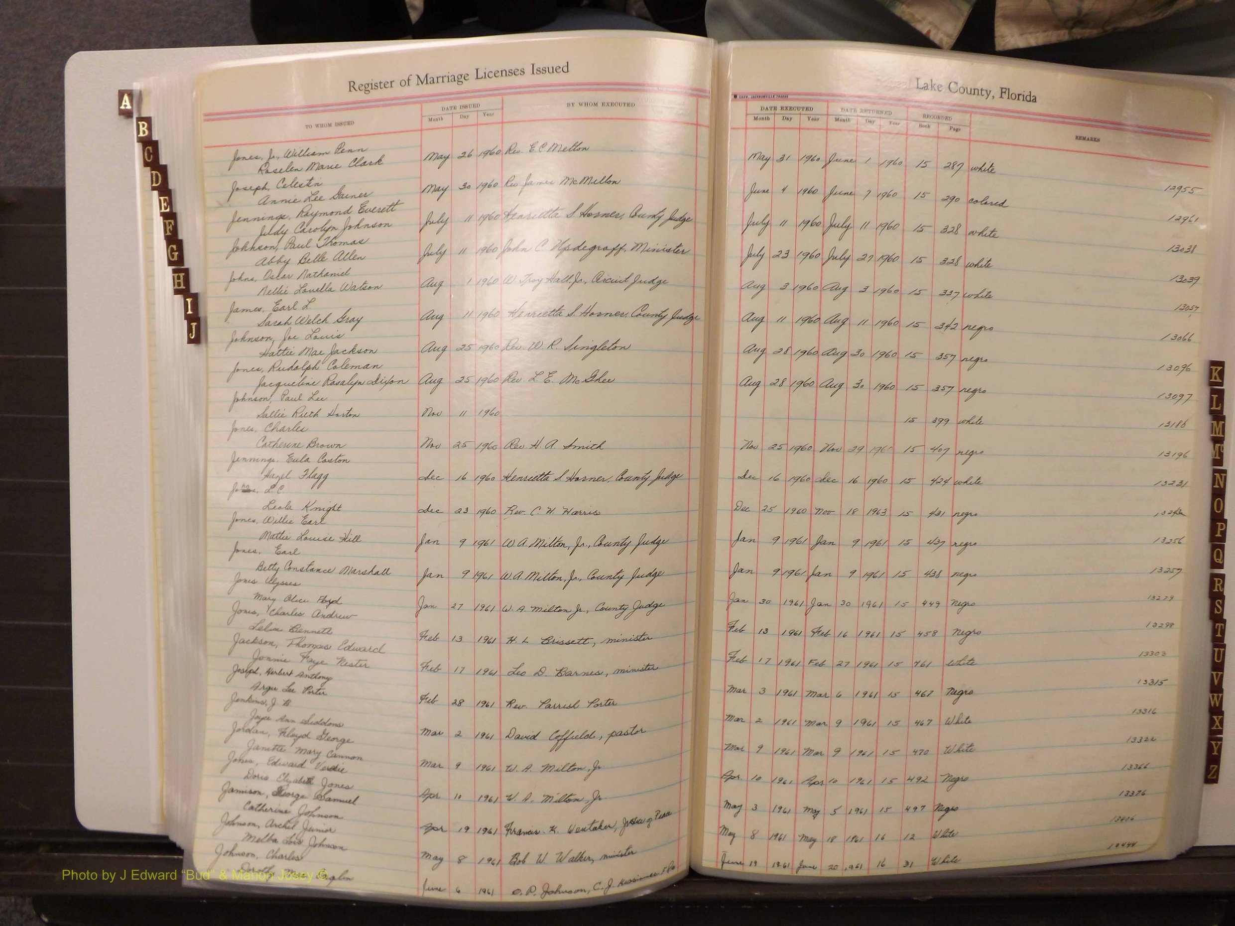 Lake Co, FL Marriage Book 4, 1959-1964 Index J2.JPG