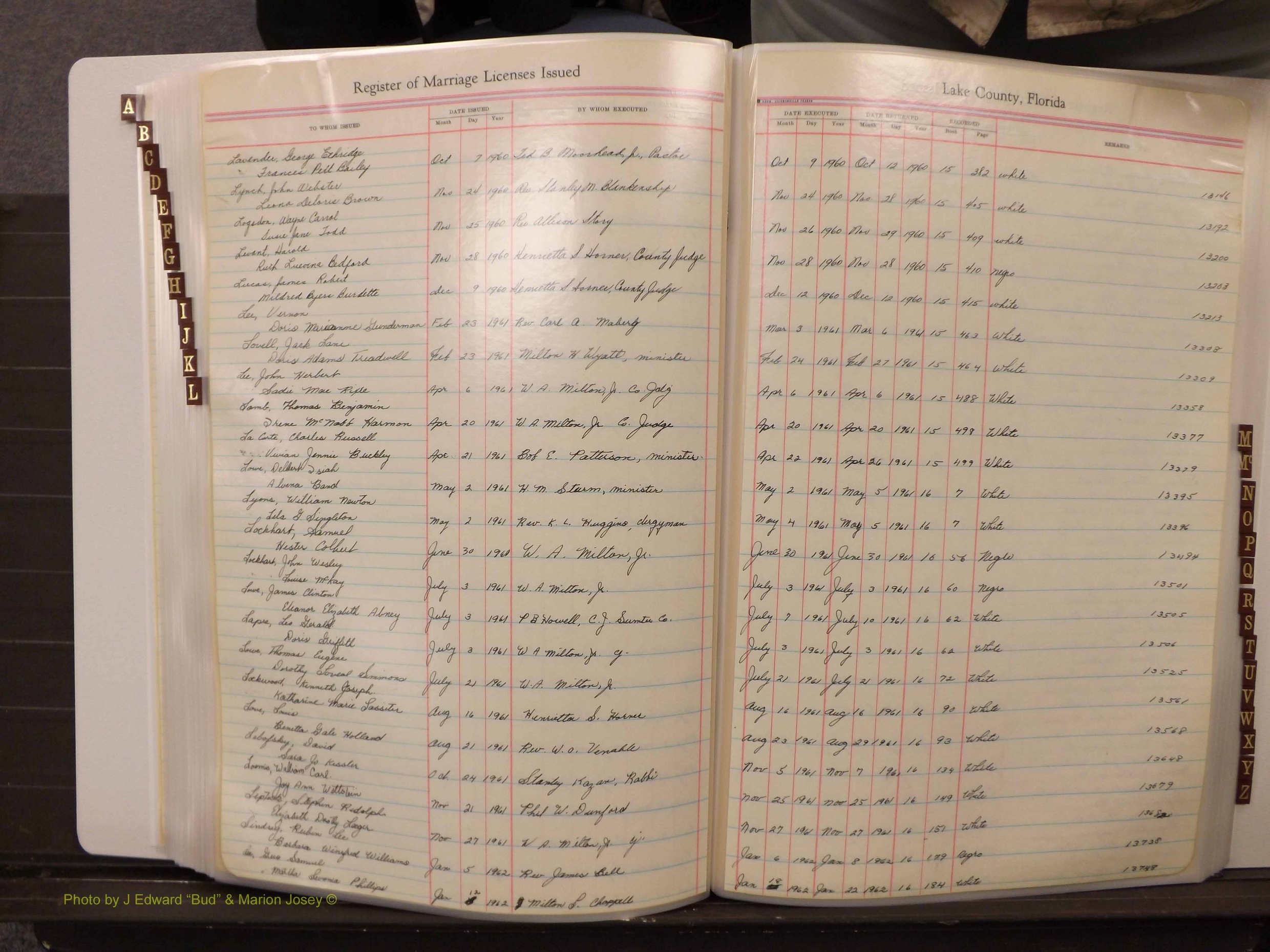 Lake Co, FL Marriage Book 4, 1959-1964 Index L2.JPG