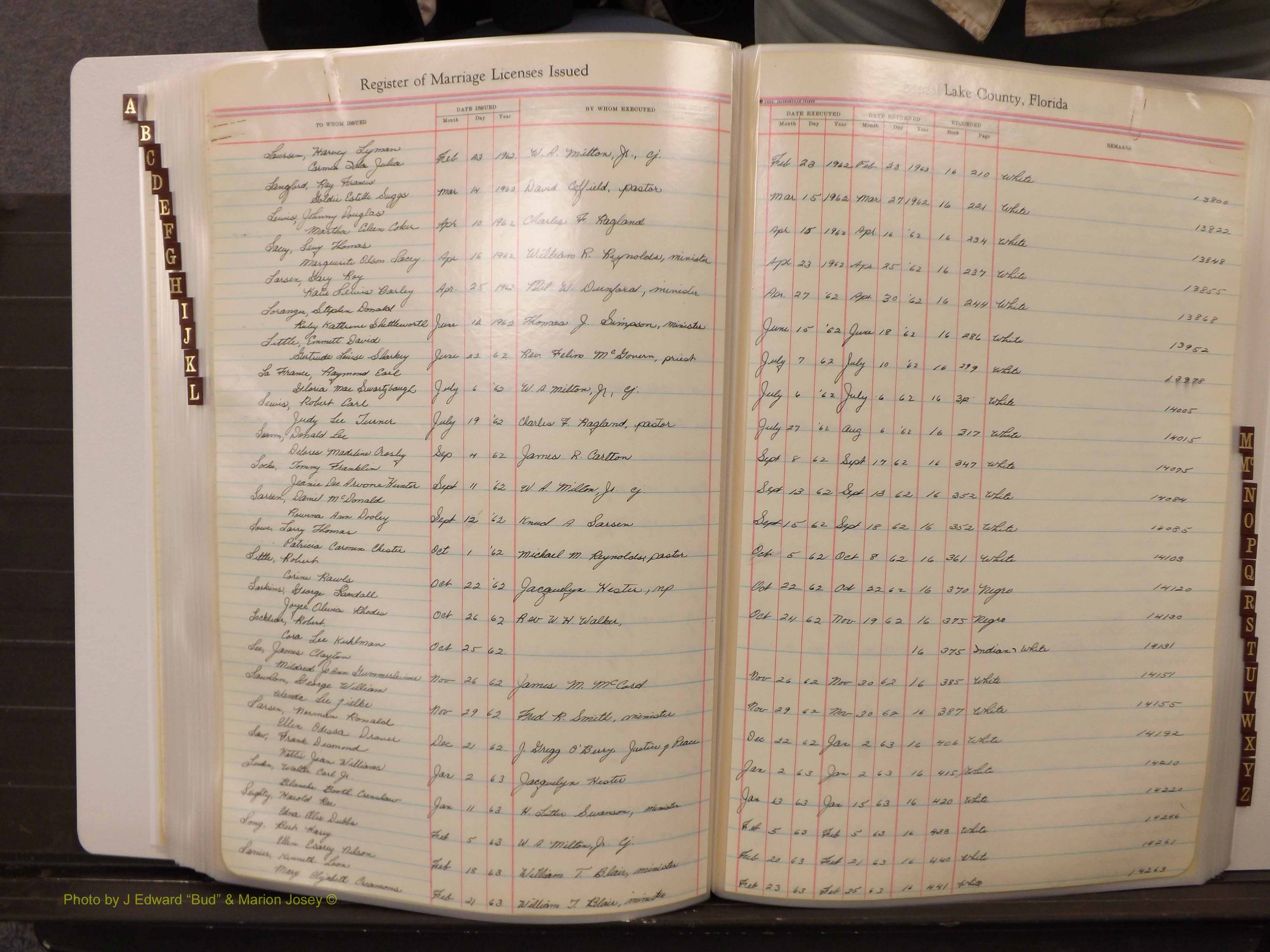 Lake Co, FL Marriage Book 4, 1959-1964 Index L3.JPG