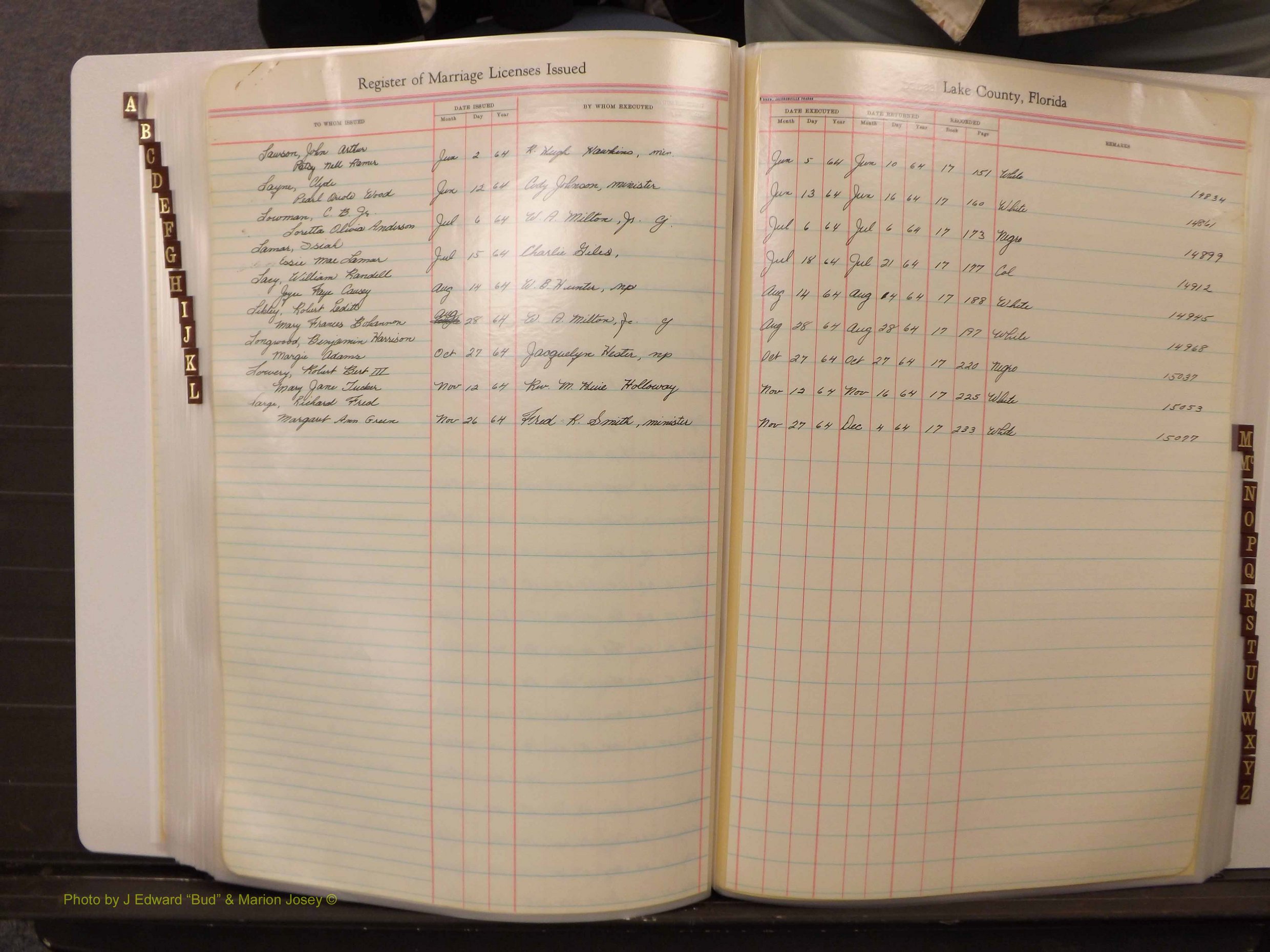 Lake Co, FL Marriage Book 4, 1959-1964 Index L5.JPG