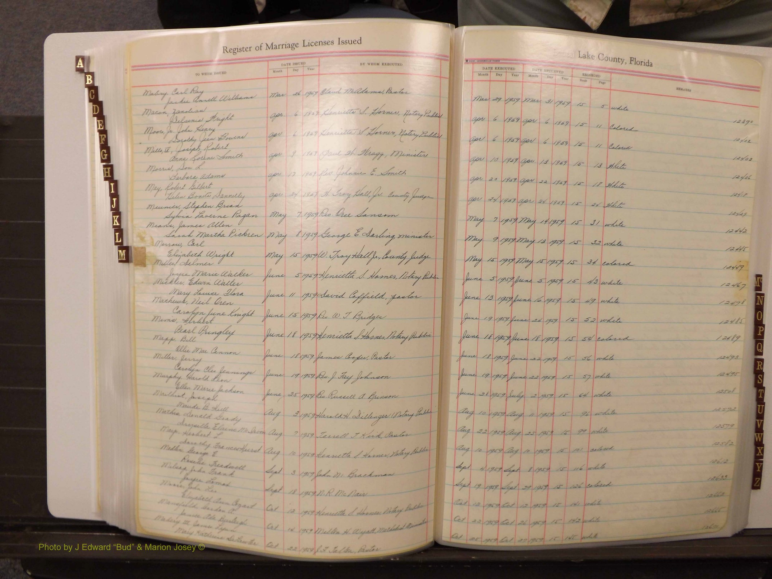 Lake Co, FL Marriage Book 4, 1959-1964 Index M1.JPG