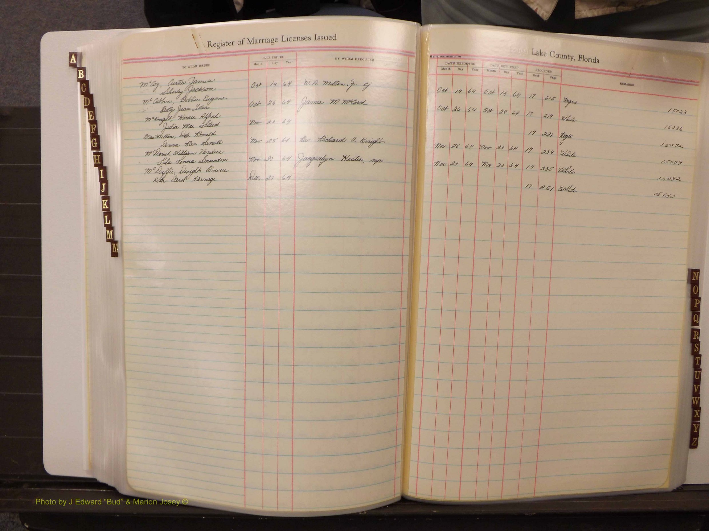 Lake Co, FL Marriage Book 4, 1959-1964 Index Mc4.JPG
