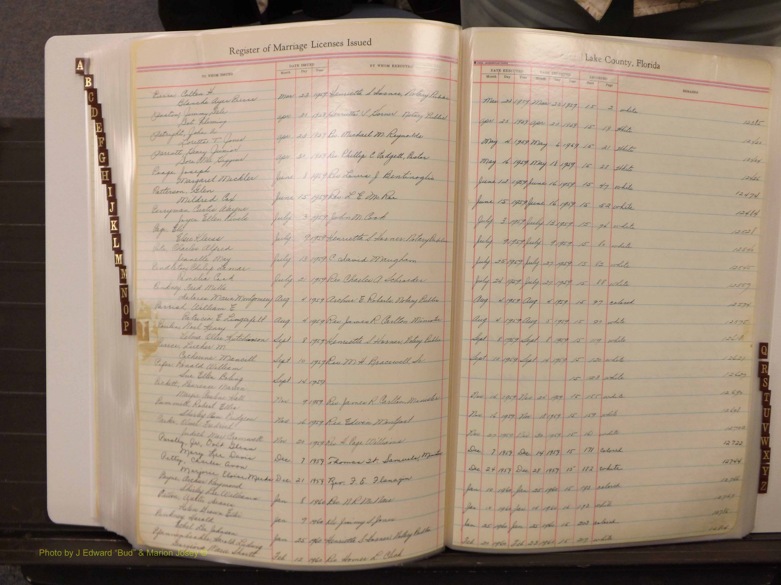 Lake Co, FL Marriage Book 4, 1959-1964 Index P1.JPG