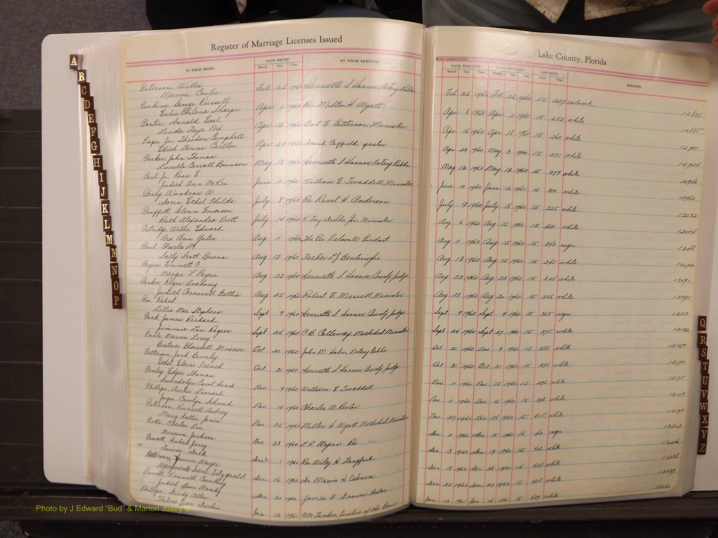 Lake Co, FL Marriage Book 4, 1959-1964 Index P2.JPG