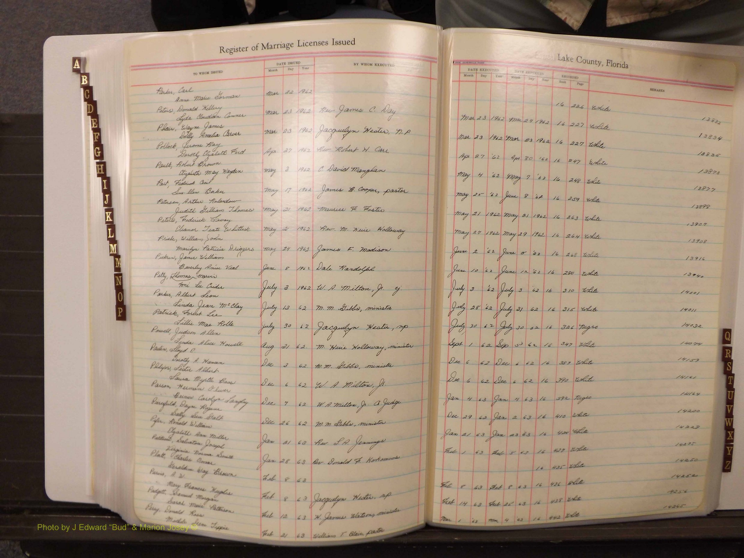 Lake Co, FL Marriage Book 4, 1959-1964 Index P4.JPG