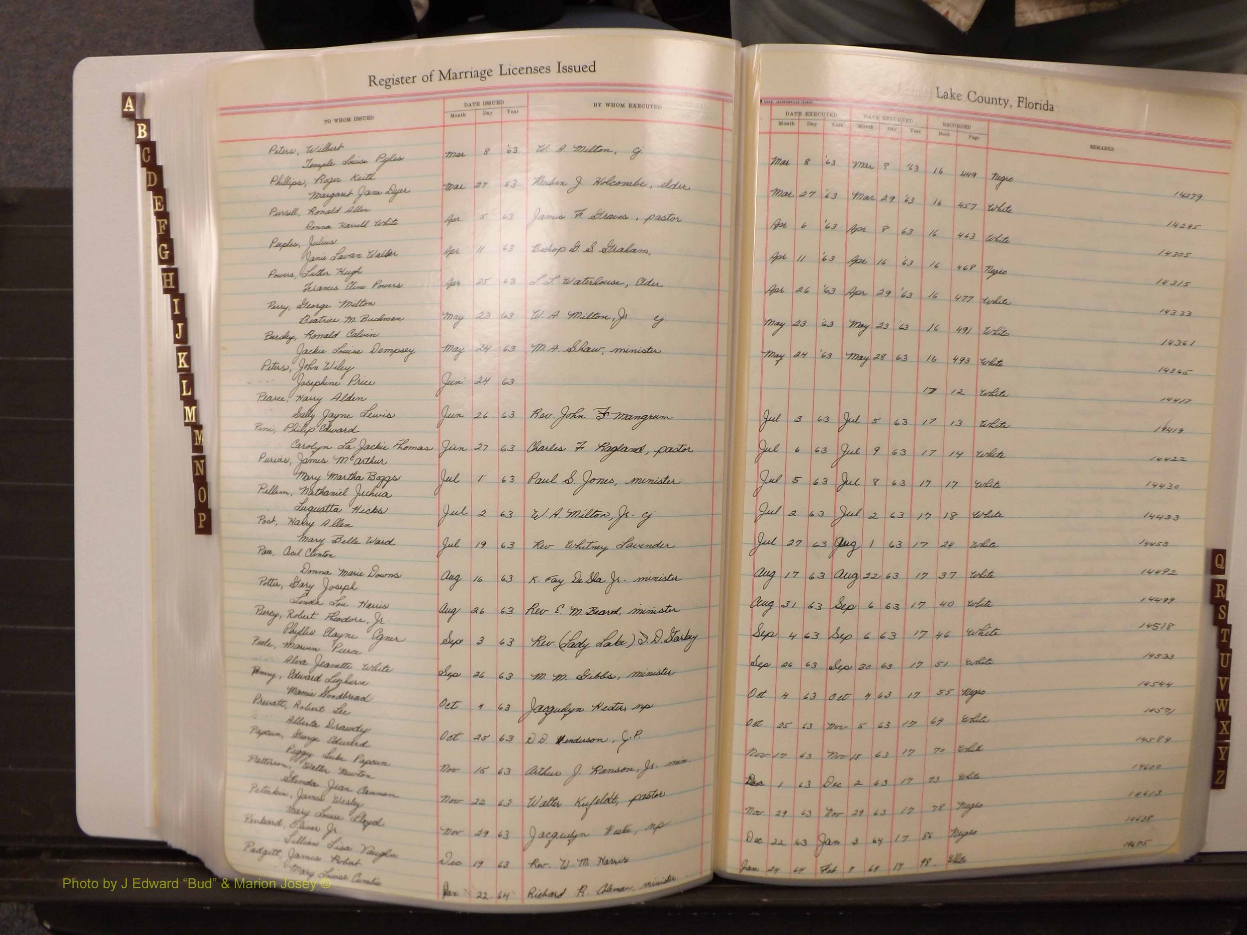 Lake Co, FL Marriage Book 4, 1959-1964 Index P5.JPG